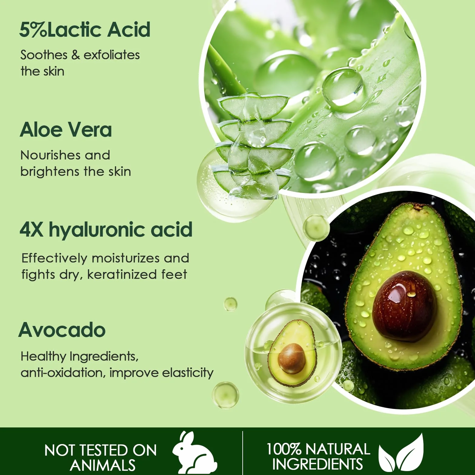 Masque Pieds Peeling Exfoliant Hydratant Peau Lisse Aloès + Avocat 2 Paires