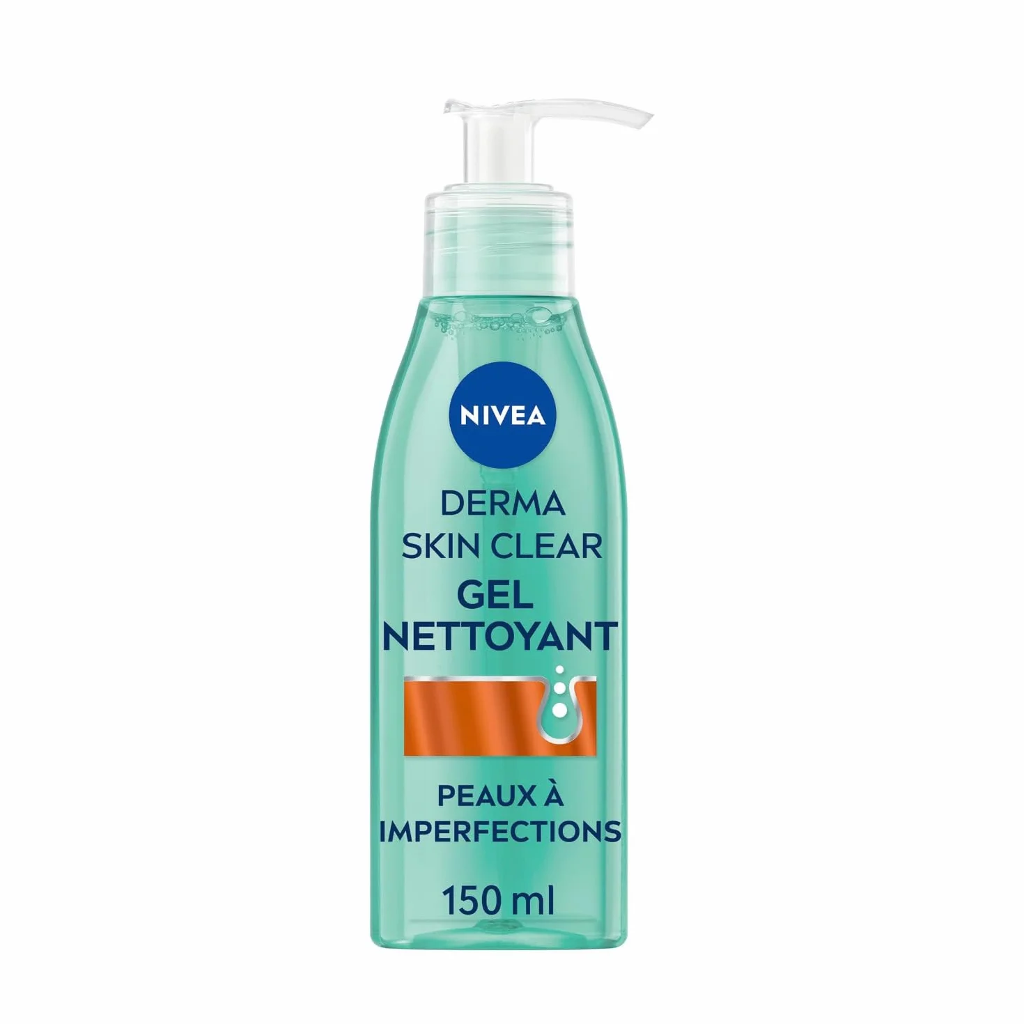 NIVEA Gel Nettoyant Visage Derma Skin Clear Acide Salicylique Sel Marin Niacinamide Peaux À Imperfections 150 ml