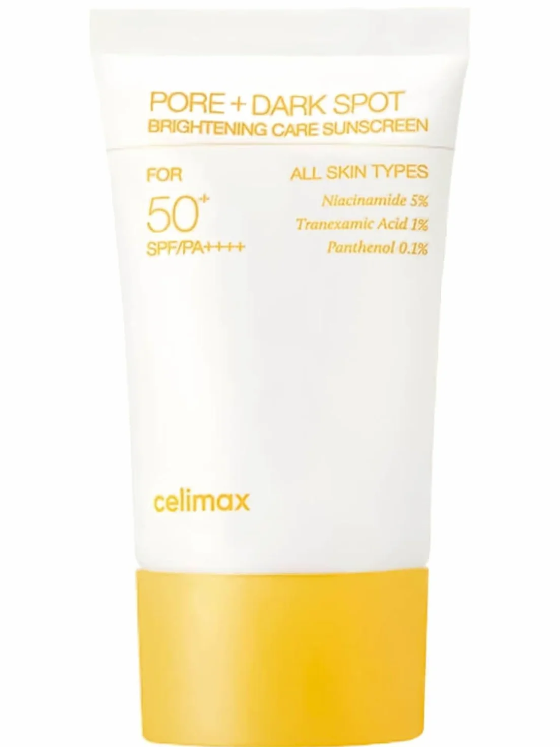CELIMAX Protection solaire pour le visage SPF50+ PA++++ - Pore + Dark Spot Brightening Care - Avec niacinamide 5 % et acide tranexamique 1 % - Bloqueur pour le visage, les pores et les taches - 50 ml