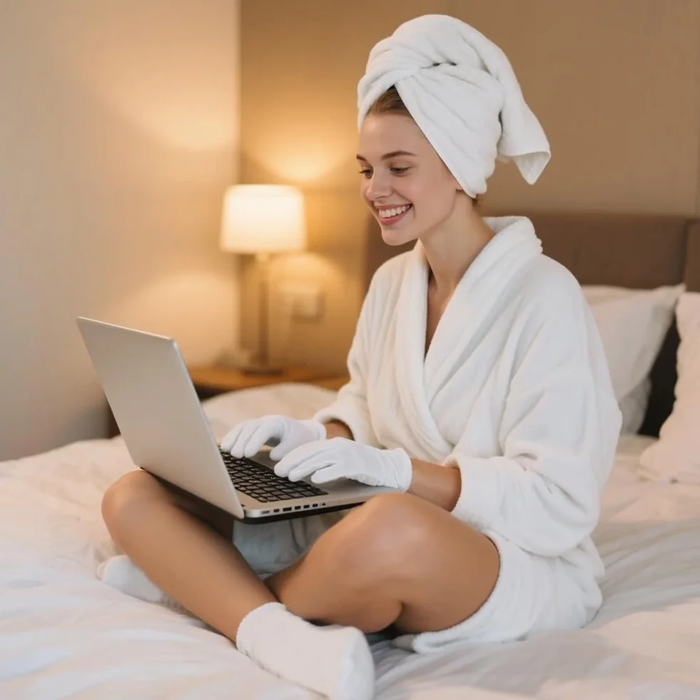Gants Hydratants et Chaussettes Hydratantes Réutilisables en Coton Blanc pour Femme Eczéma Soins des Mains