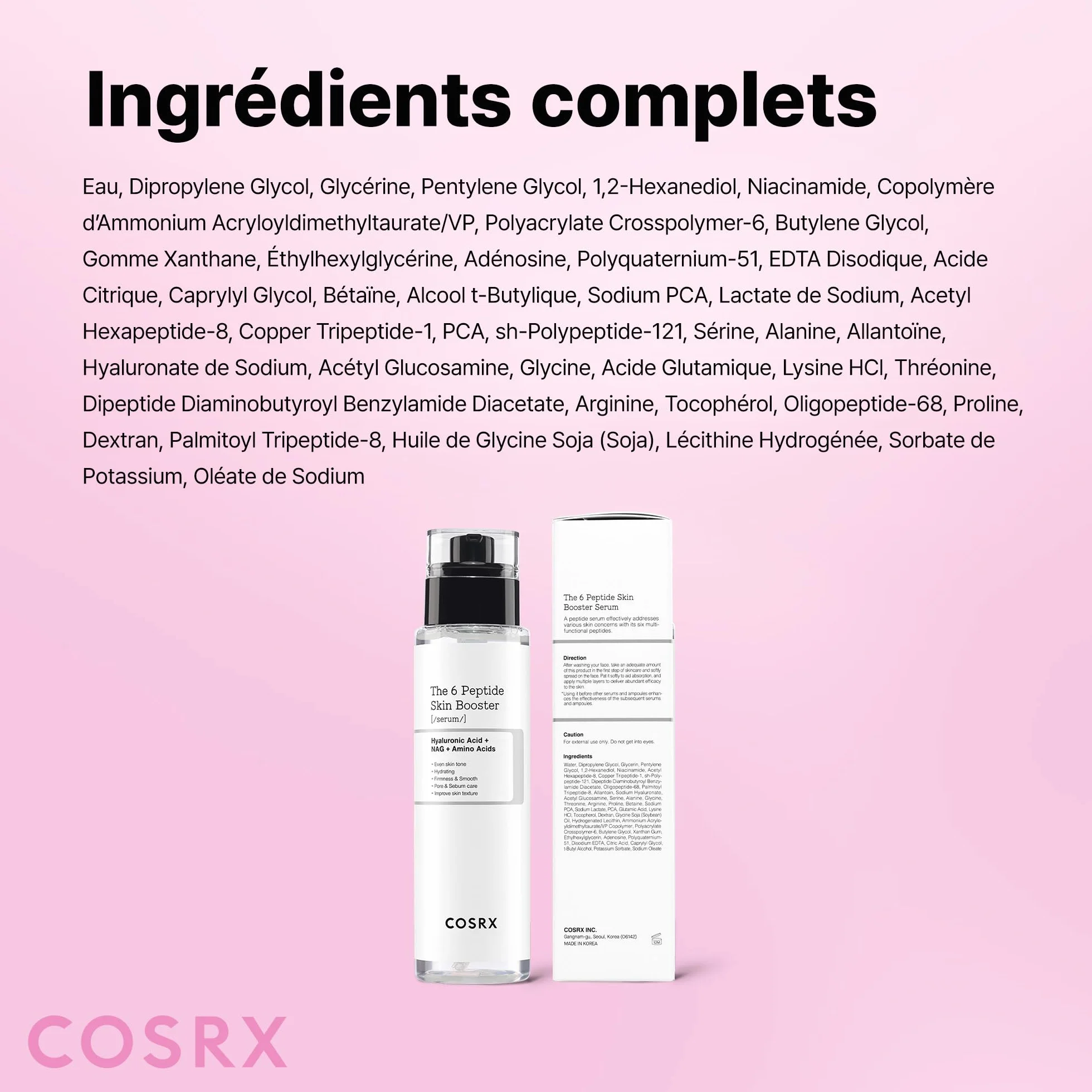 COSRX 6 Peptide Collagen Booster Toner Serum, Niacinamide & Acide Hyaluronique 150 ml