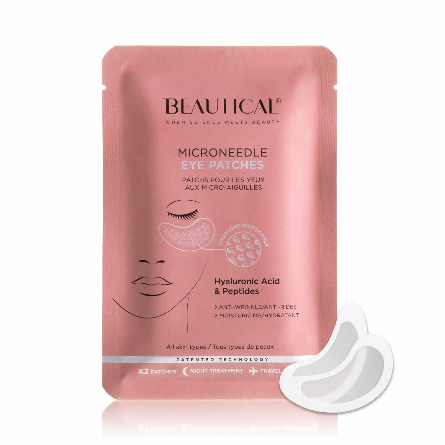Patchs pour les yeux aux Micro-aiguilles Anti-poches Anti-rides Acide Hyaluronique Peptides 1 paire