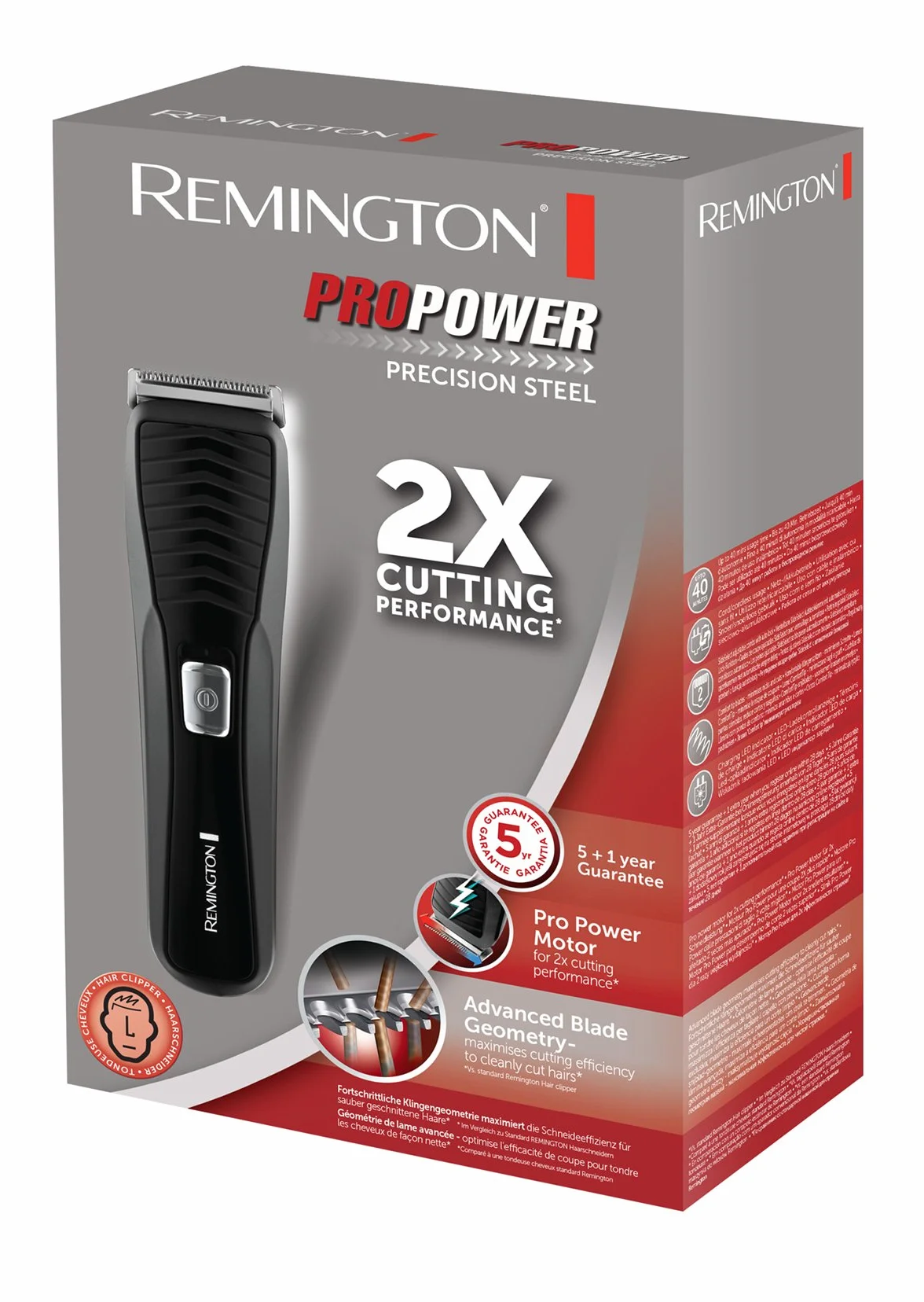 Remington Tondeuse Cheveux [Moteur Professionnel] Pro Power (Lames Acier, Système de réglage, Anti-Irritations, Anti-Coupures, Secteur/Sans fil, 24 longeurs 0,5-42mm) Tondeuse HC7110
