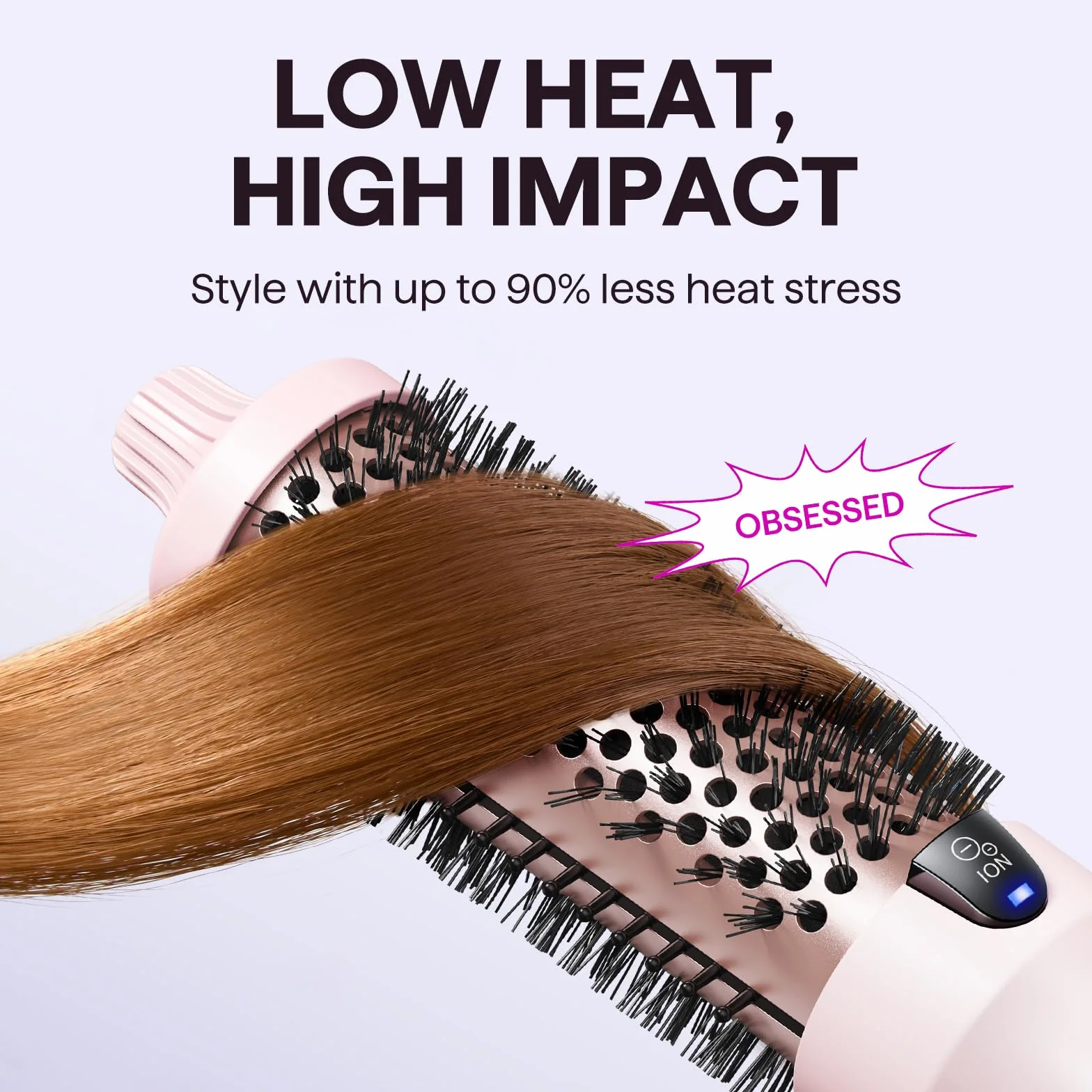 Wavytalk Brosse Thermique Ionique 38mm 5 Réglages Température Double Tension Prise Euro Rose Sakura