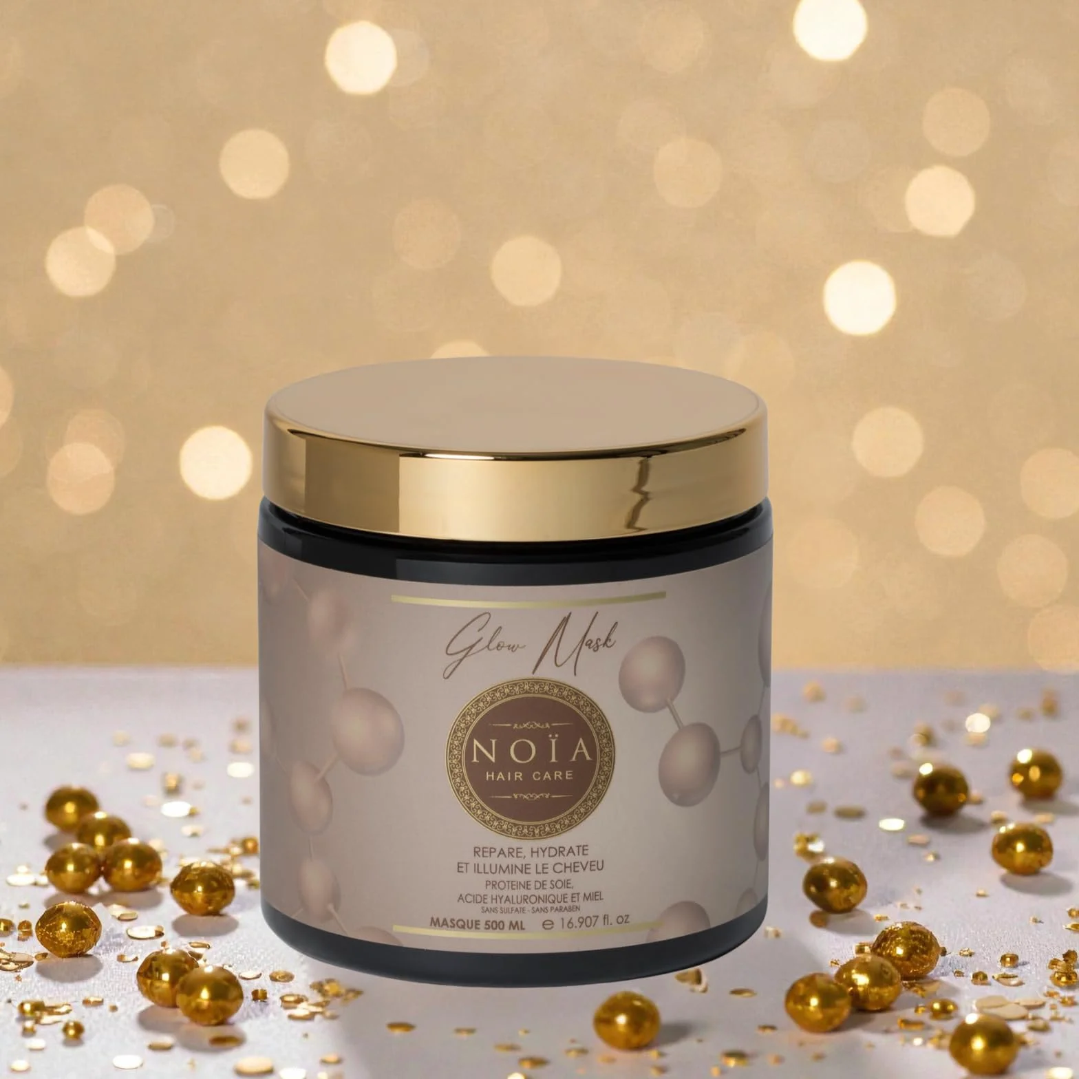 NOÏA HAIR – Trio Capillaire Professionnel GLOW – Shampoing 500ml +Masque 500ml + Sérum 100ml – Hydratation & Brillance – Acide Hyaluronique – Cheveux Secs, Ternes ou Déshydratés
