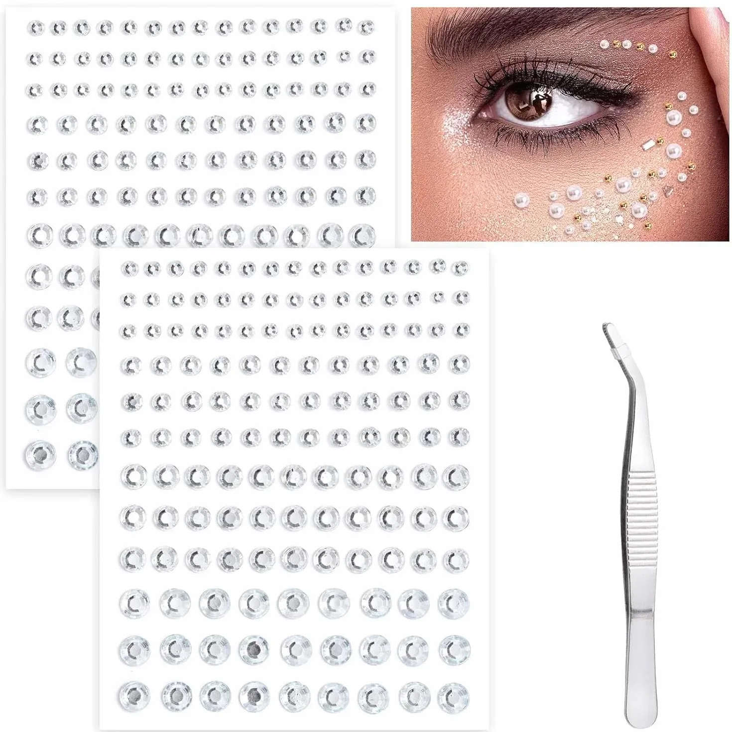 Strass Autocollant Visage Adhésif Rond Festival Maquillage Yeux Ongles Corps DIY Décoration Carnaval
