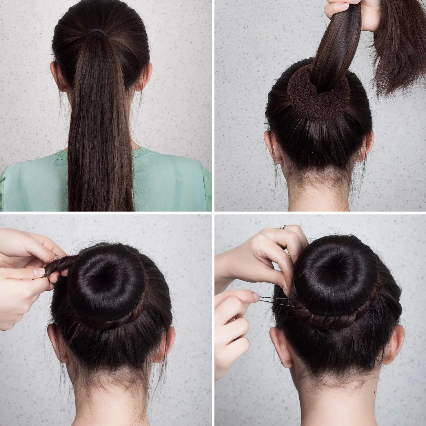 9 Pièces Donut Bun Maker Fabricant de Chignon de Cheveux Ensemble de Bun Maker Chignon de Style Anneau avec 12 Pièces Bandes Élastiques Cheveux et 32 Pièces Épingles à Cheveux (Noir, Marron, Beige)