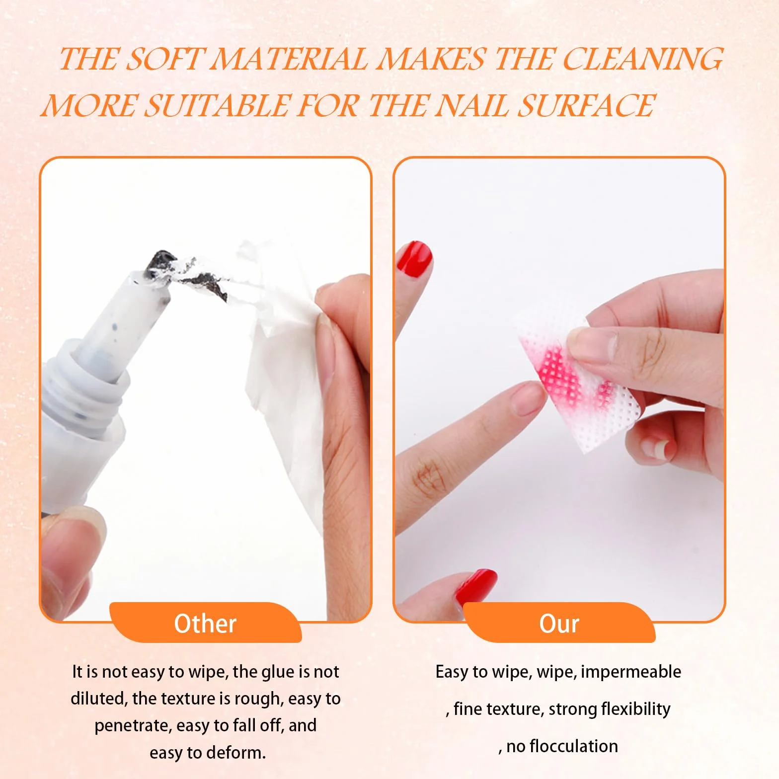 Lingettes à Ongles Non Pelucheux 320 Pièces, Coton Remover Vernis Gel UV pour Manucure Pédicure
