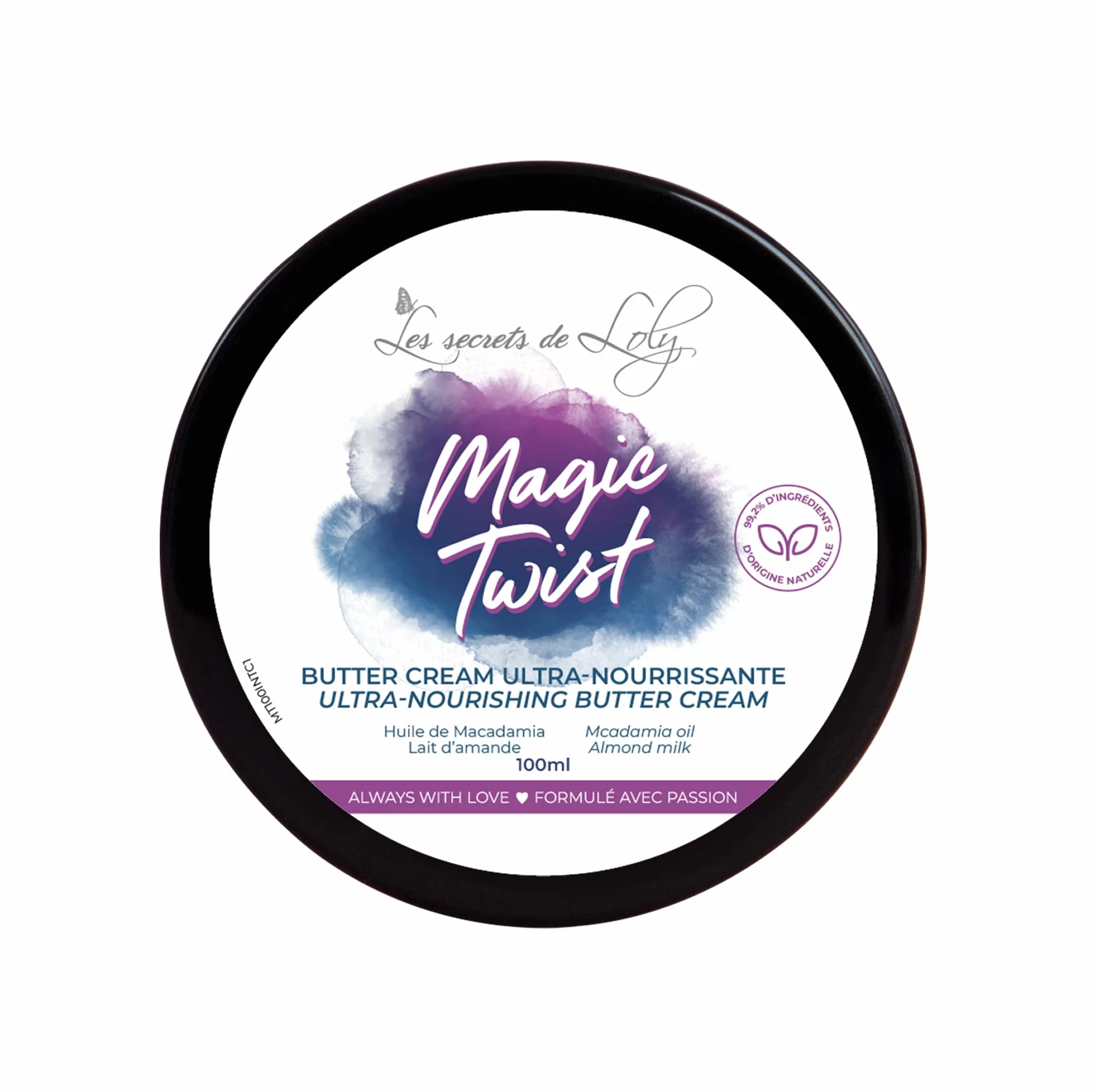 Les Secrets de Loly – Magic Twist – Crème coiffante sans rinçage Ultra nourrissante – Cheveux très secs, bouclés, frisés et crépus – Beurre cream – 250 ml