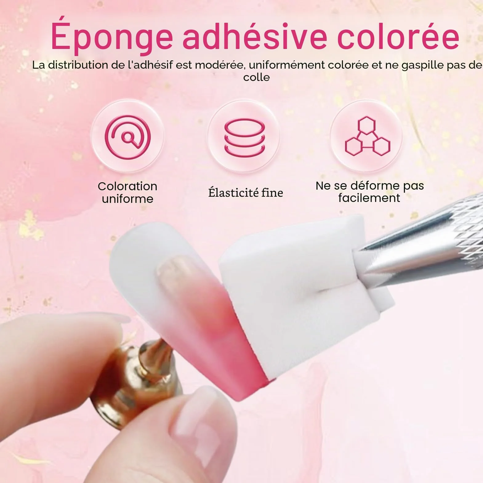 Lot de 100 éponges de nailart avec pince en métal