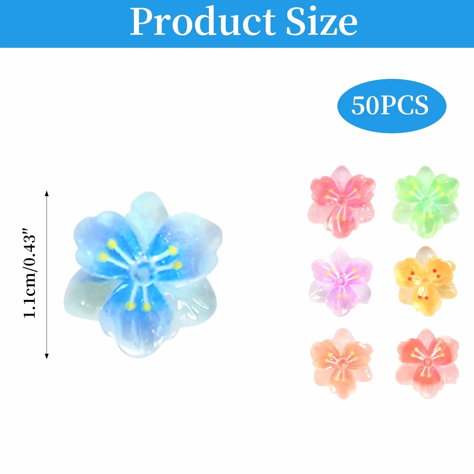 Décorations Ongles en Résine Fleur 3D 50 Pièces pour DIY Nail Art