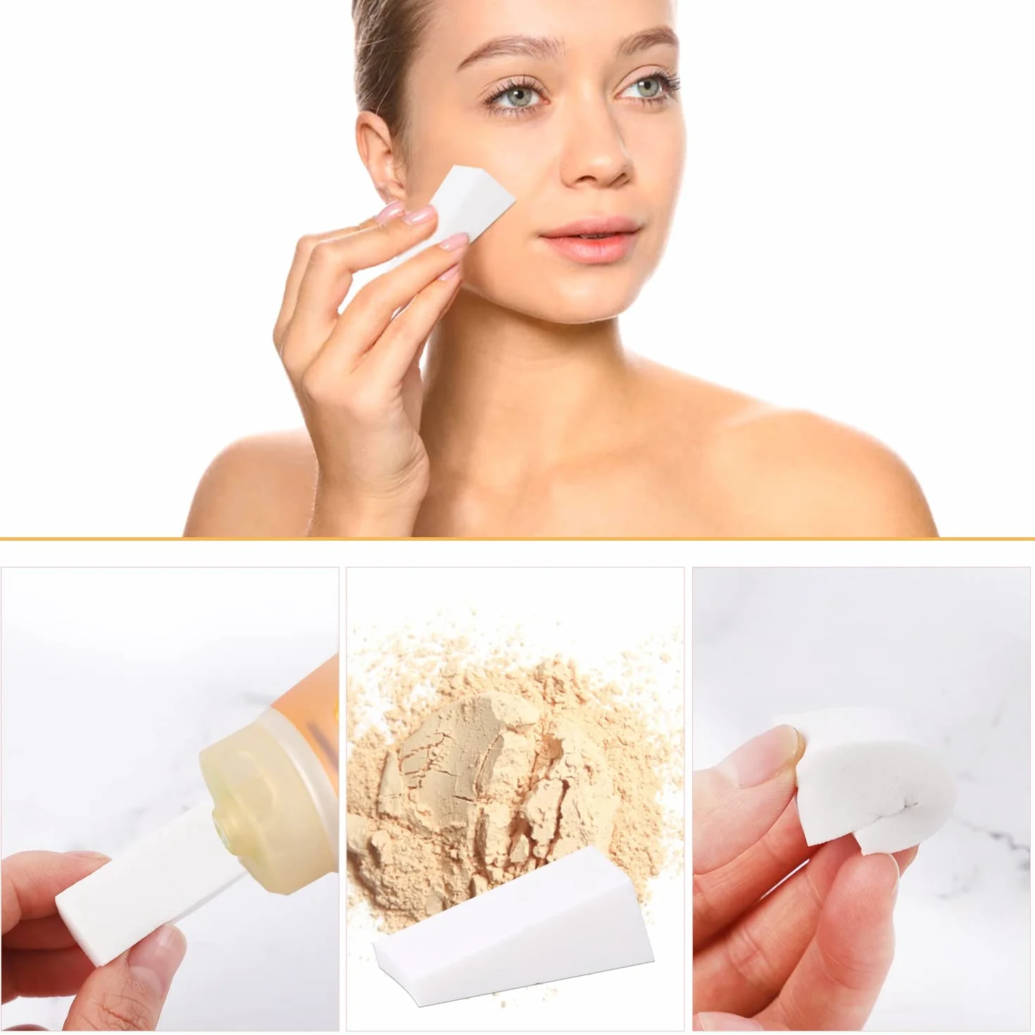 Éponges Maquillage Triangle Sans Latex 24 Pièces pour Fond de Teint (Blanc)