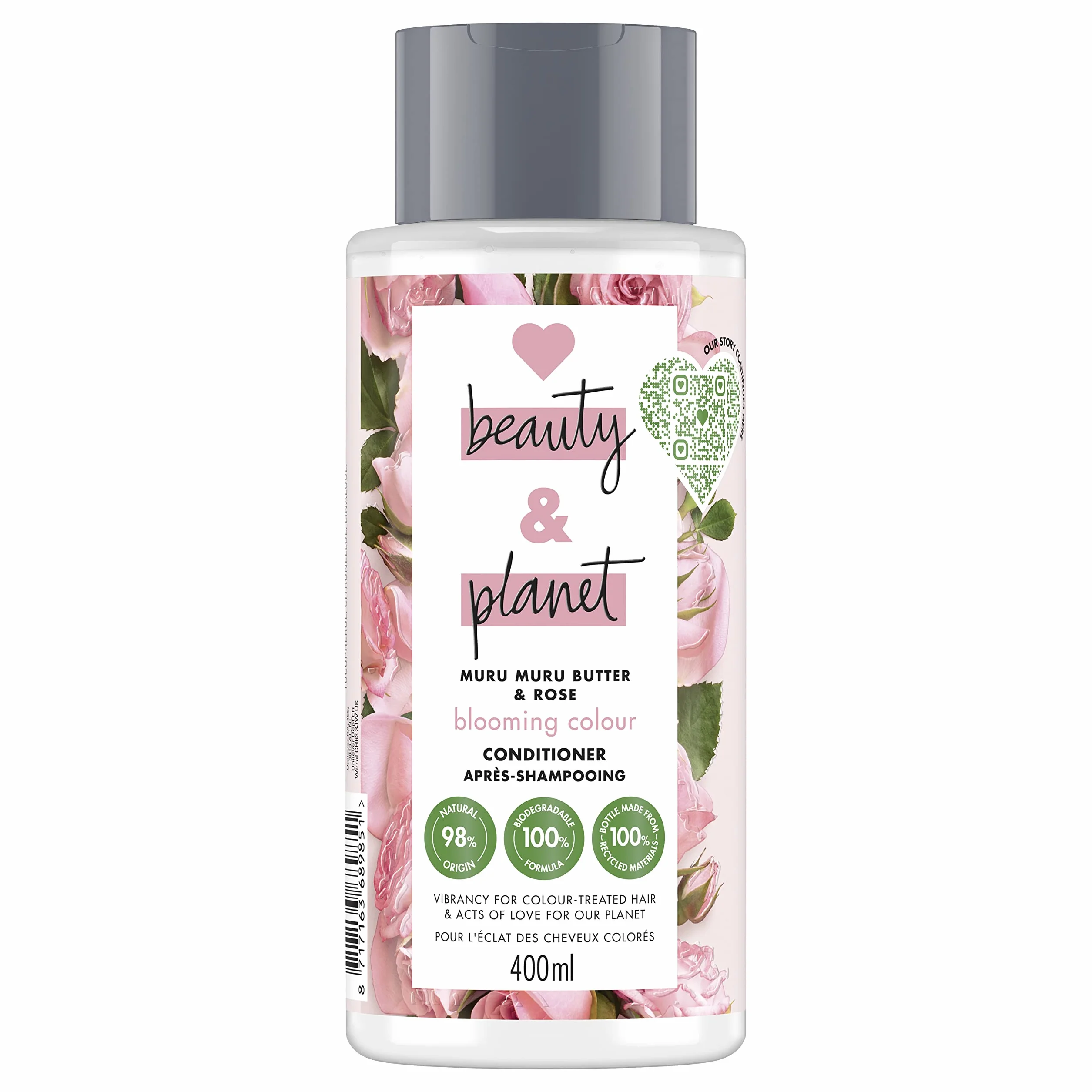 Love Beauty And Planet Après-Shampooing Femme Vegan Eclosion de Couleur Idéal pour les Cheveux Colorés Certifié Vegan 400ml