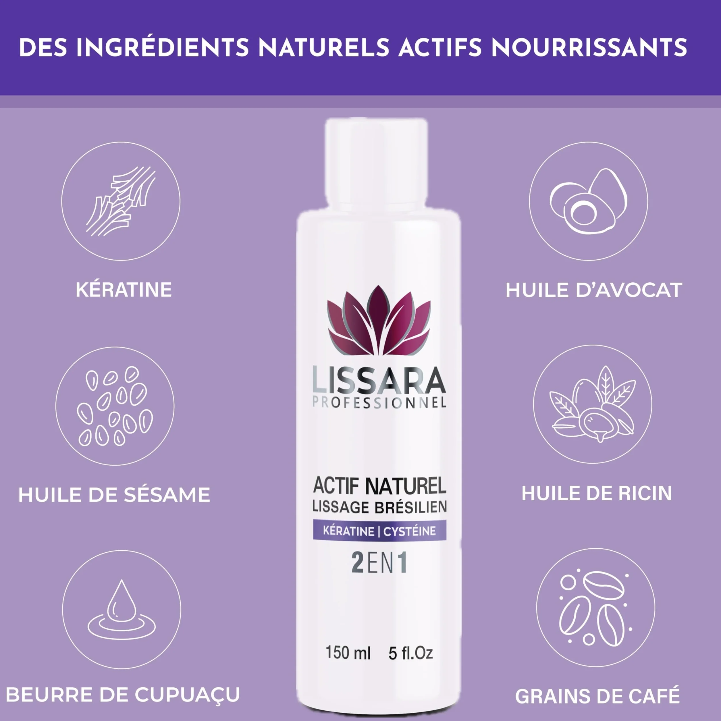 LISSARA Lissage Brésilien 2 en 1 Anti Frisottis Soin profond Kératine Protéine 150ml