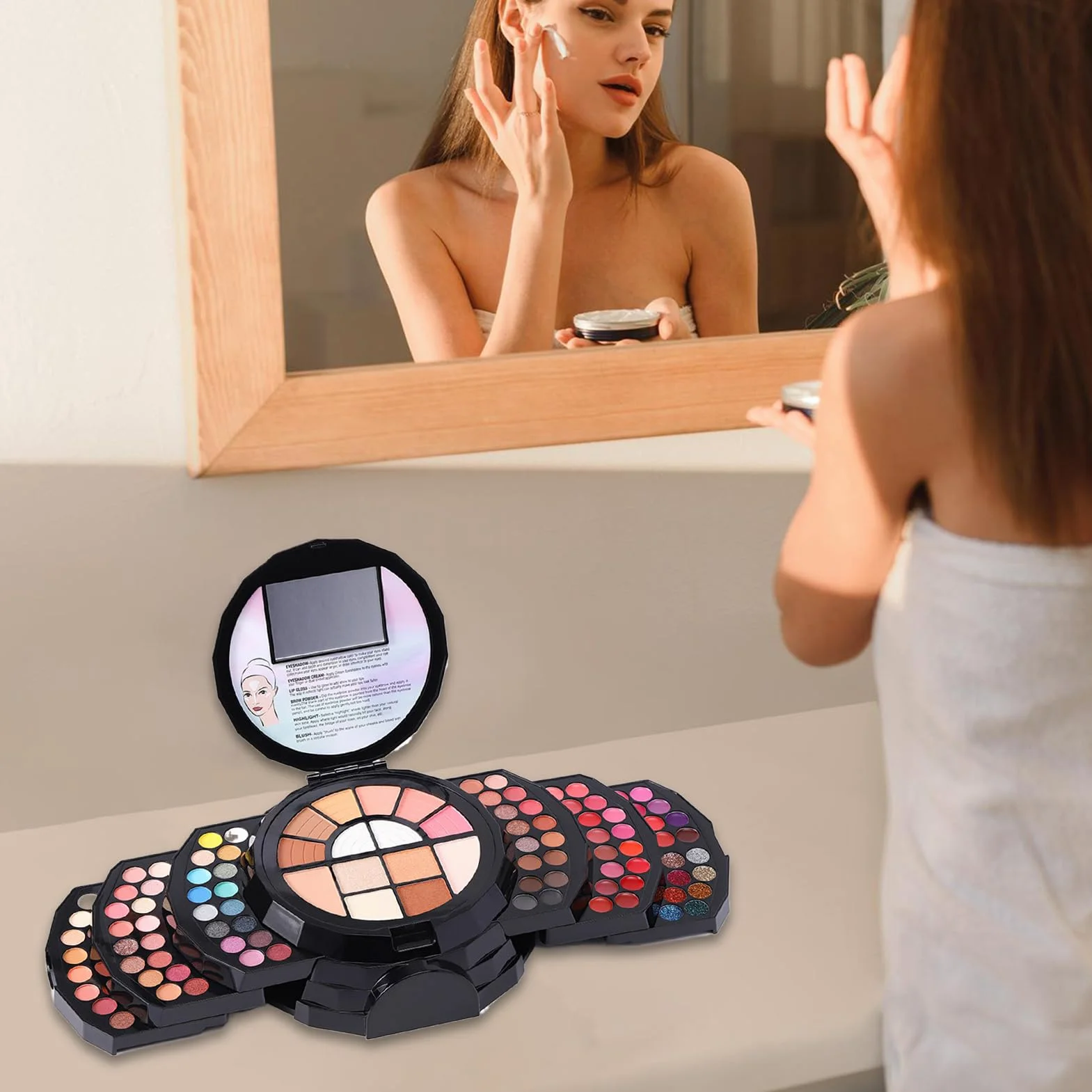 Palette de maquillage 110 couleurs, kit de maquillage pour femmes kit complet | Maquillage débutant 110 couleurs - Pouleau de de couleur naturelle incluse de fard à paupières