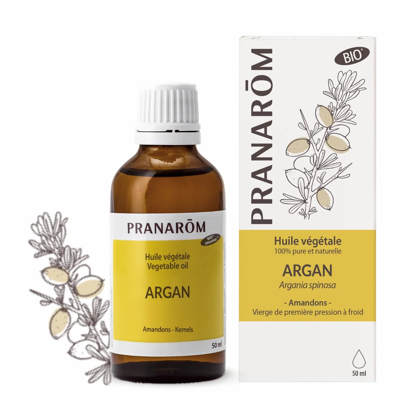 Pranarôm Argan Bio Huile Végétale 50 ml Anti-Age Réparatrice