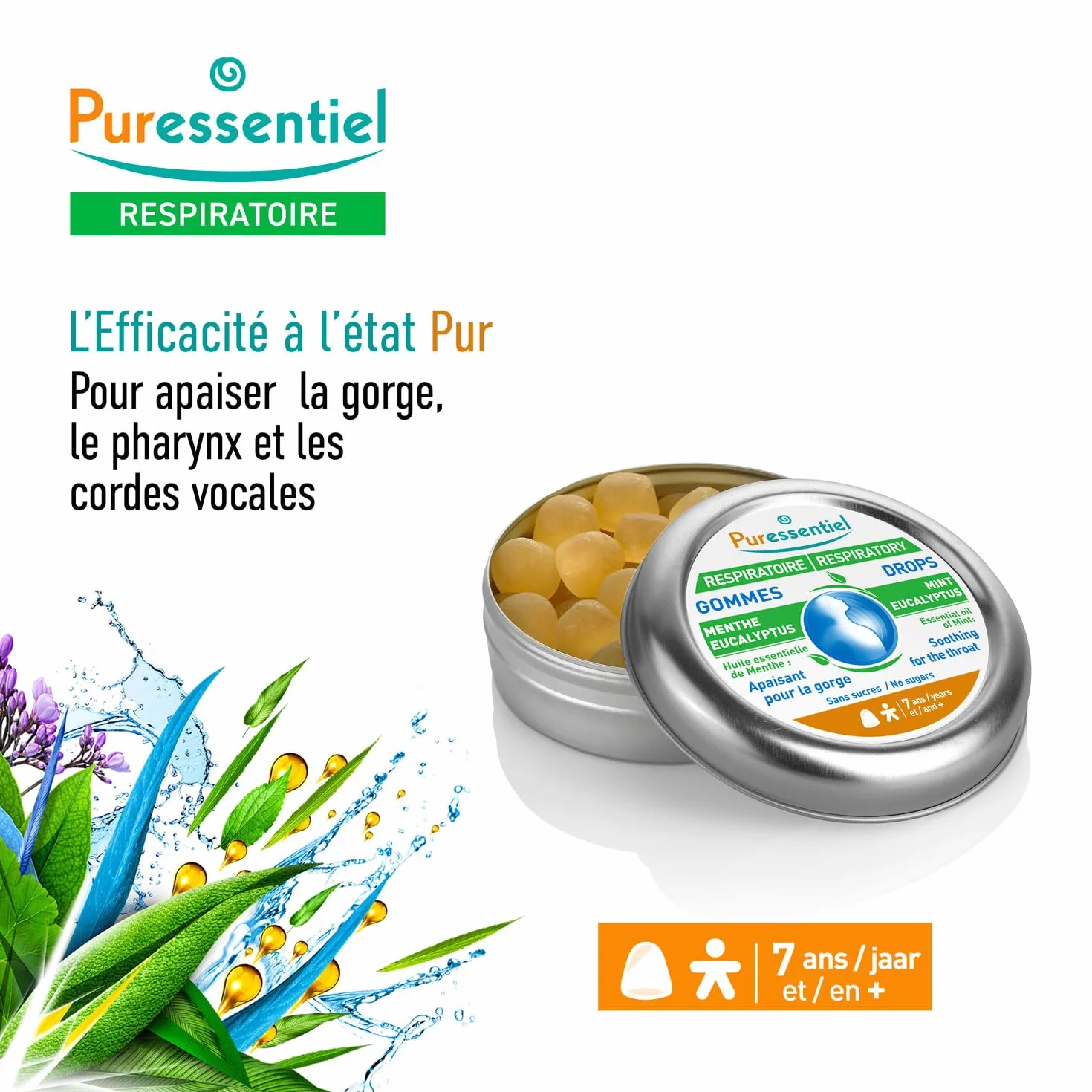Puressentiel Gommes Menthe Eucalyptus Huile Essentielle Apaisant Gorge Sans Sucre 45 g