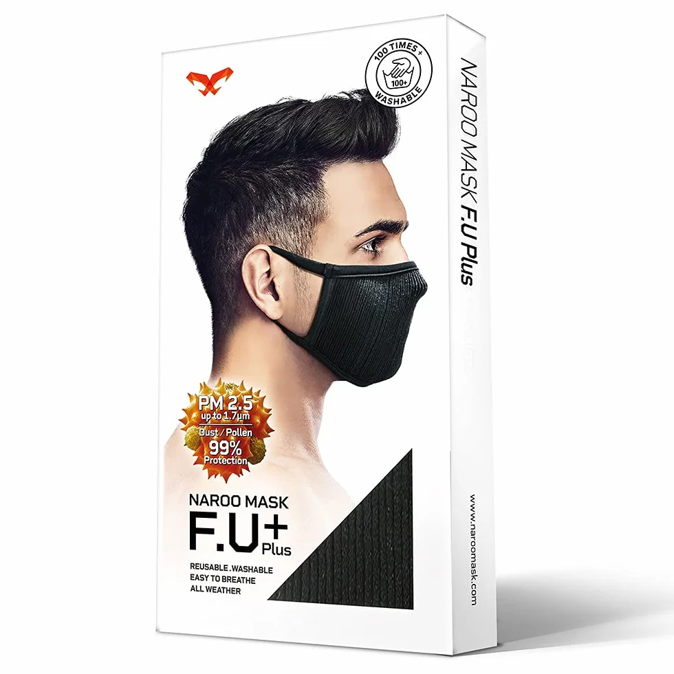 NAROO F.U Plus Masque de sport respirant anti-poussière anti-pollen Noir L