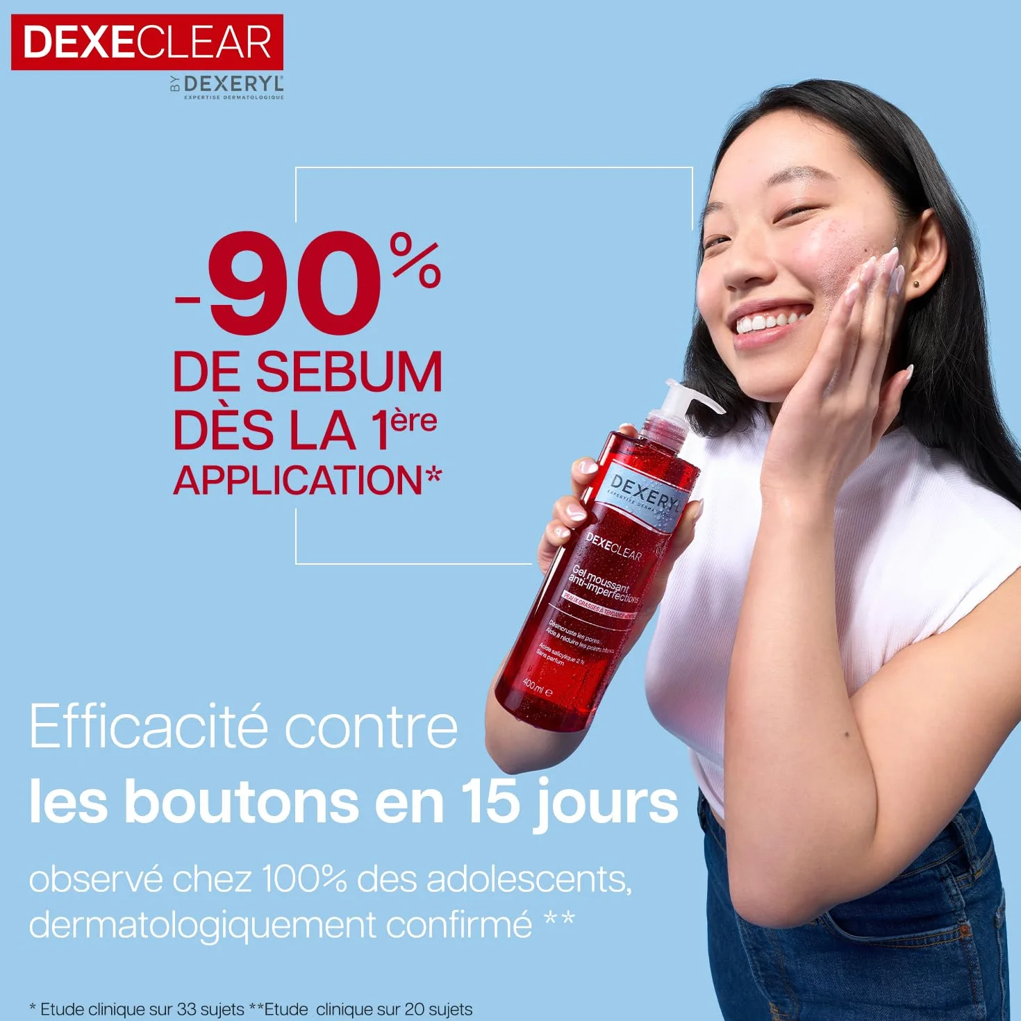 DEXERYL DEXECLEAR Gel moussant anti-imperfections 400 ml Acide salicylique Sans savon Sans parfum