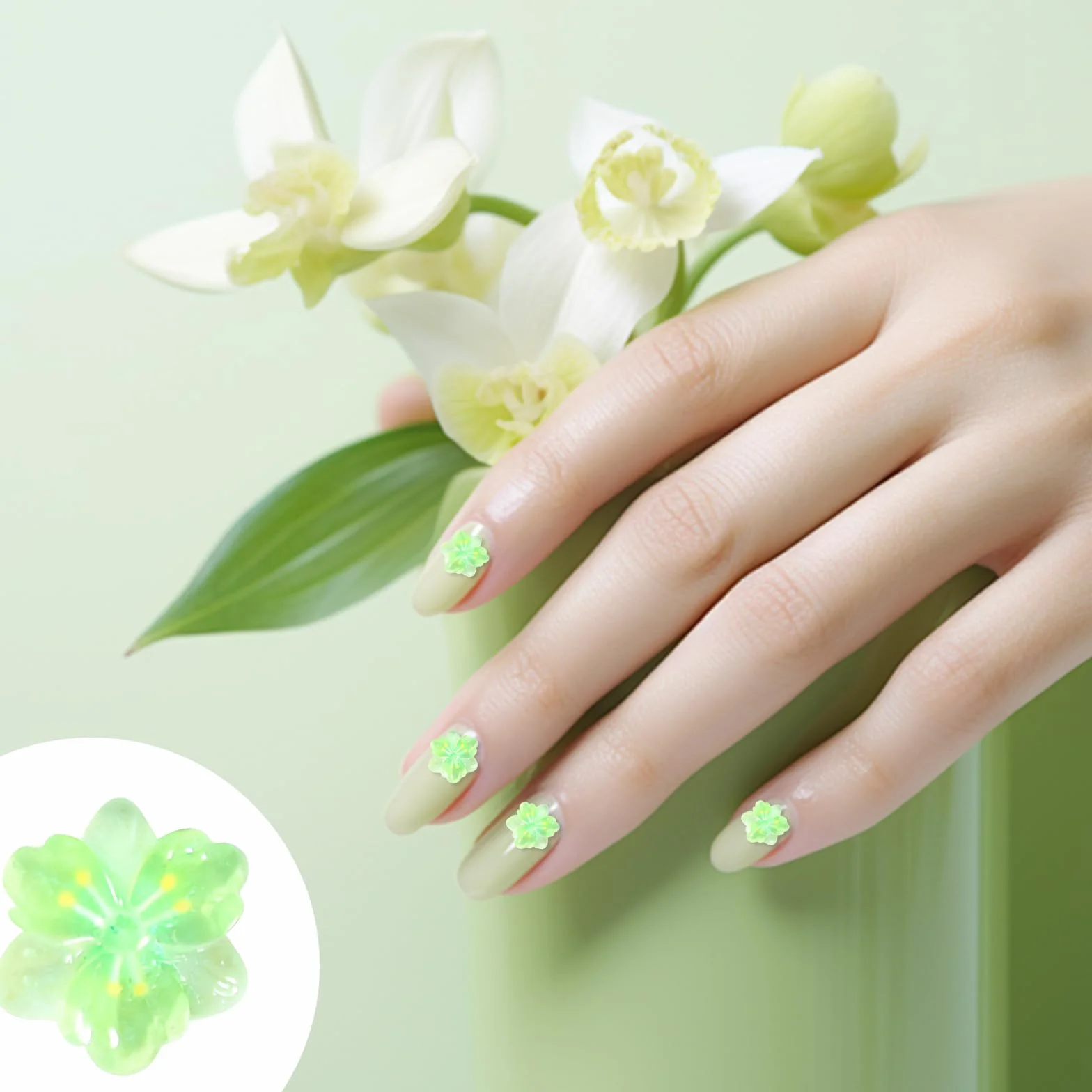 Décorations Ongles en Résine Fleur 3D 50 Pièces pour DIY Nail Art