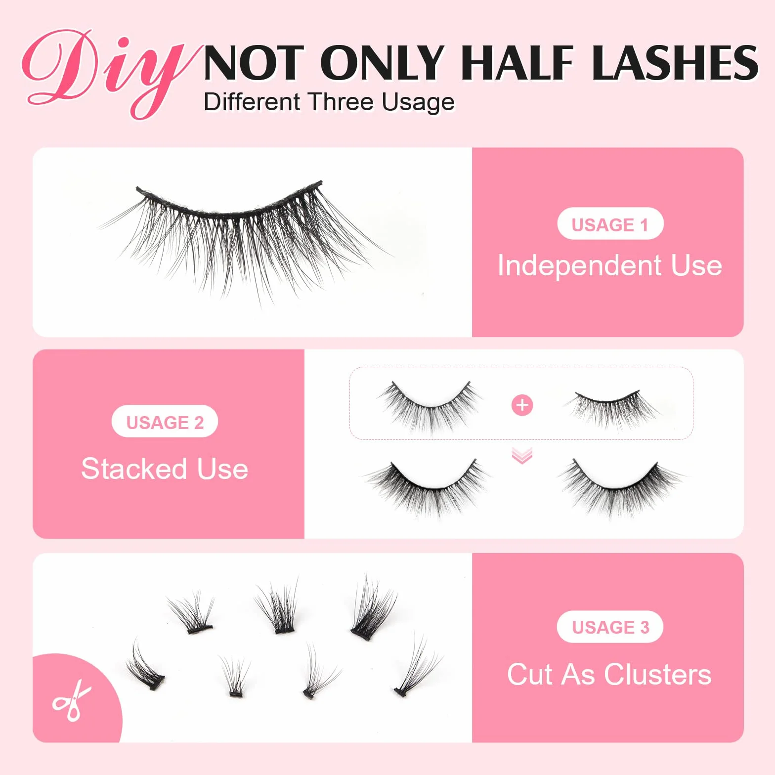Parriparri Demi Faux Cils Cat Eye Half Lashes 10 Paires Naturel Coin Cils Oeil de Chat Doux 3D