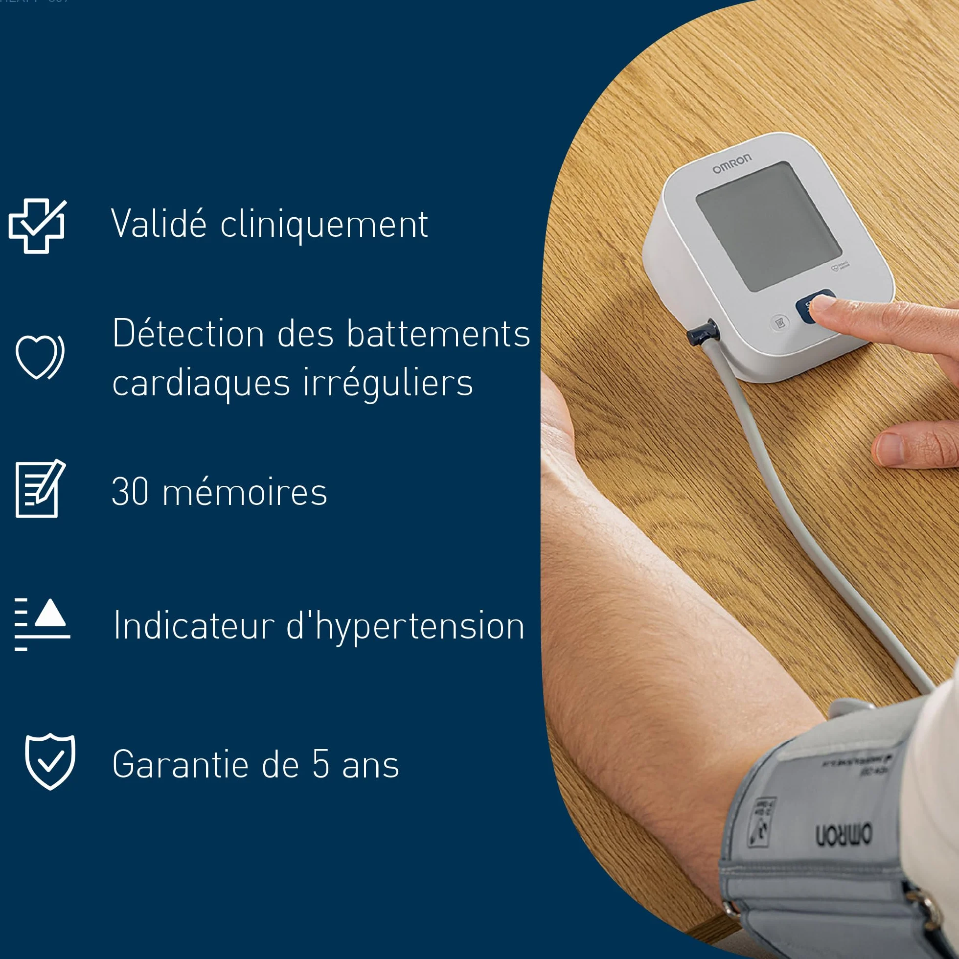 OMRON X2 Essential Tensiomètre bras automatique brassard validé cliniquement détection pulsation cardiaque irrégulière