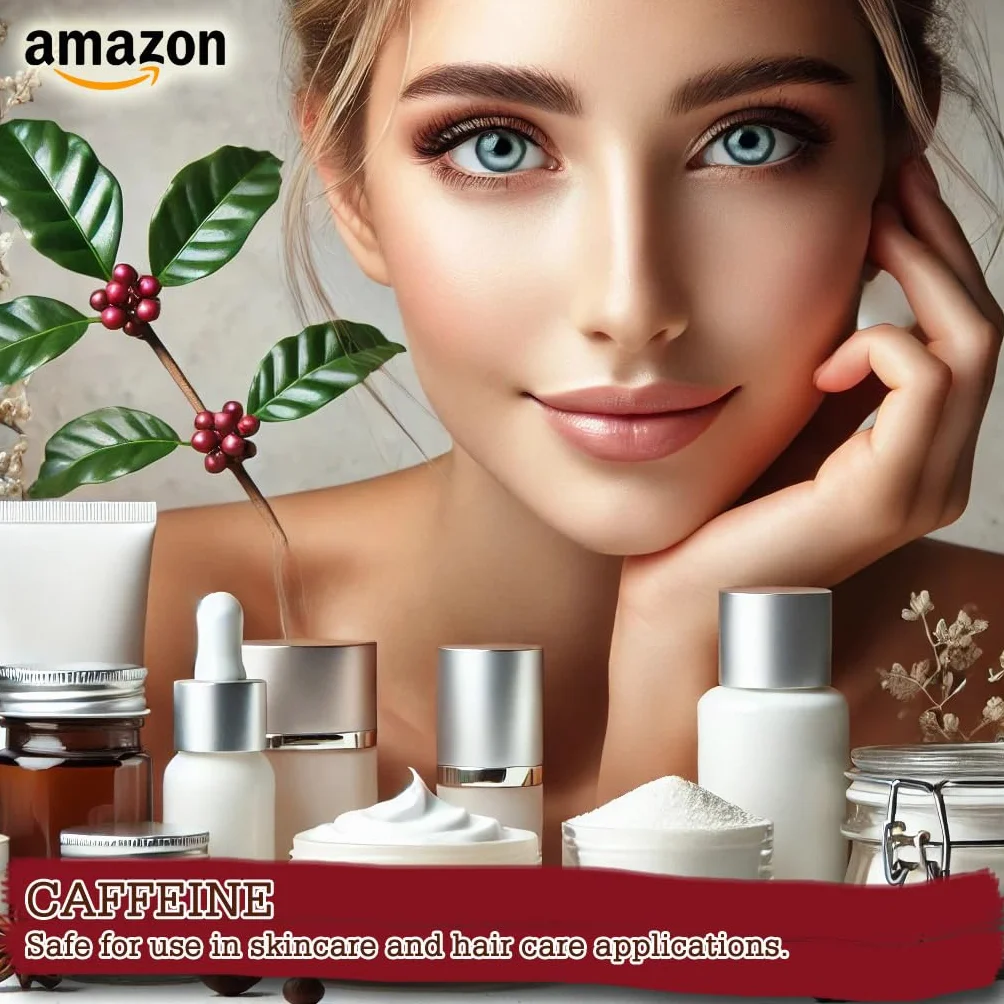 CAFÉINE ANHYDRE 100 g Actif Cosmétique Pur Soins Raffermissants Antioxydants Contour des Yeux Cuir Chevelu DIY Beauté Formulations Maison