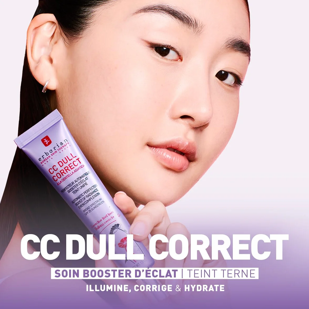 Erborian CC Dull Correct Soin Perfecteur Automatique de Teint Centella Asiatica Booster Éclat Illuminateur Peau Unifiée Crème Visage