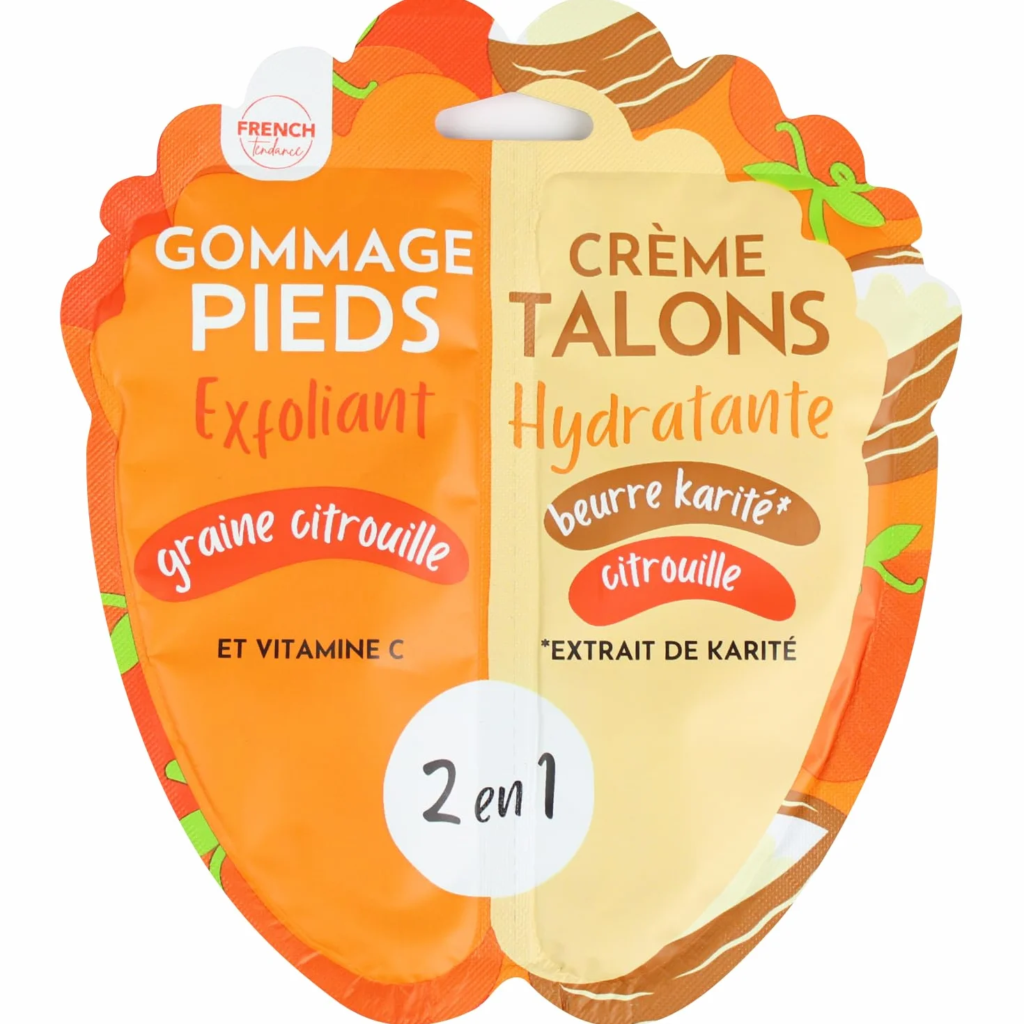 Duo Gommage Nourrissant Pieds Graines de Citrouille Vitamine C Exfoliant Anti-Crevasse Soin Intensif 2 x 15ml