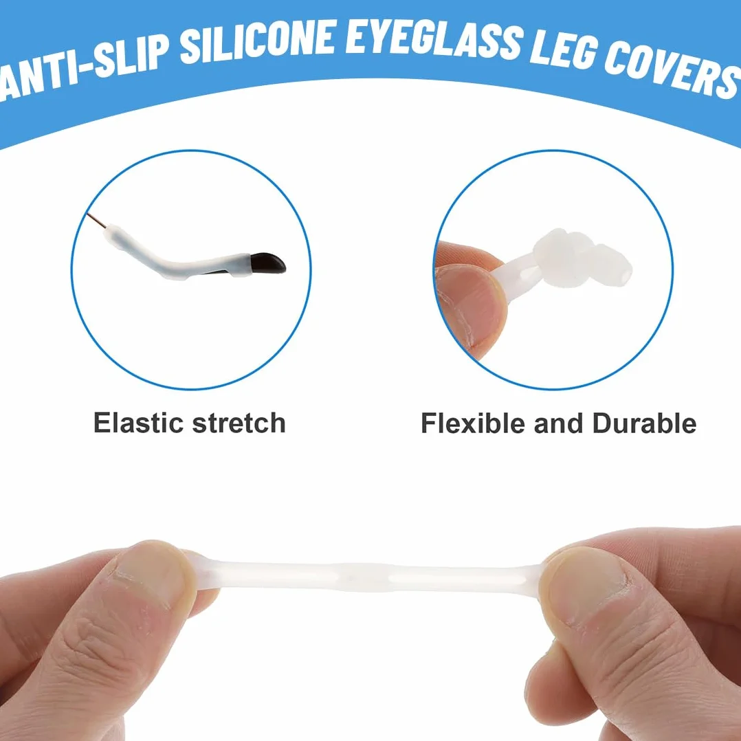 JEYORZY 8 Paires de Couvre-têtes en Silicone Anti-glisse pour Lunettes, Blanc