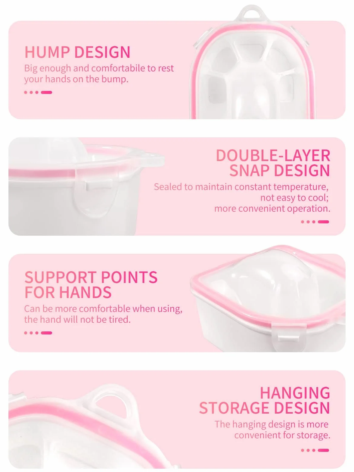 Bol De Trempage Des Ongles 2 Pièces avec Poudre Démaquillant, Triangle Cuticule Peeler Acier Inoxydable Rose