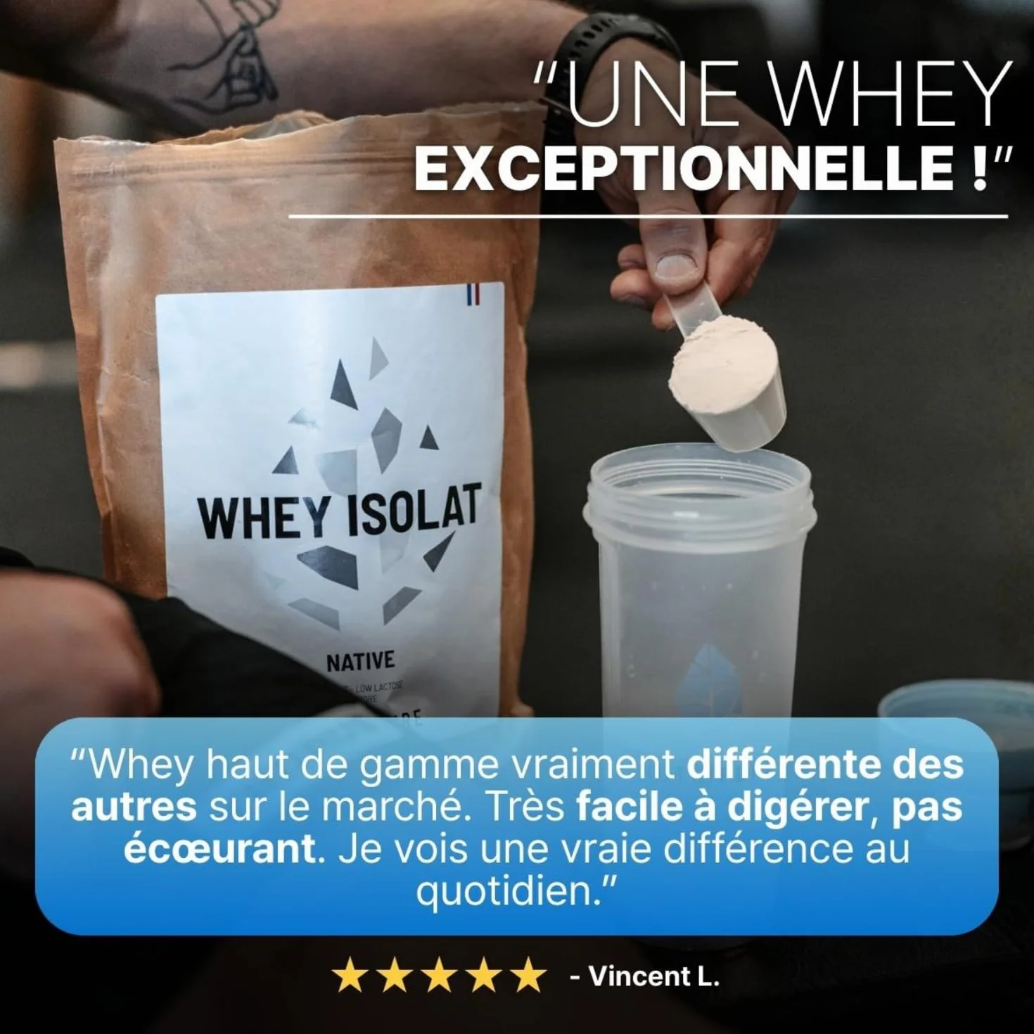 Nutripure Whey Isolate Native 94% Protéines 20% BCAA 41% EAA Sans Lactose Pot 2 kg