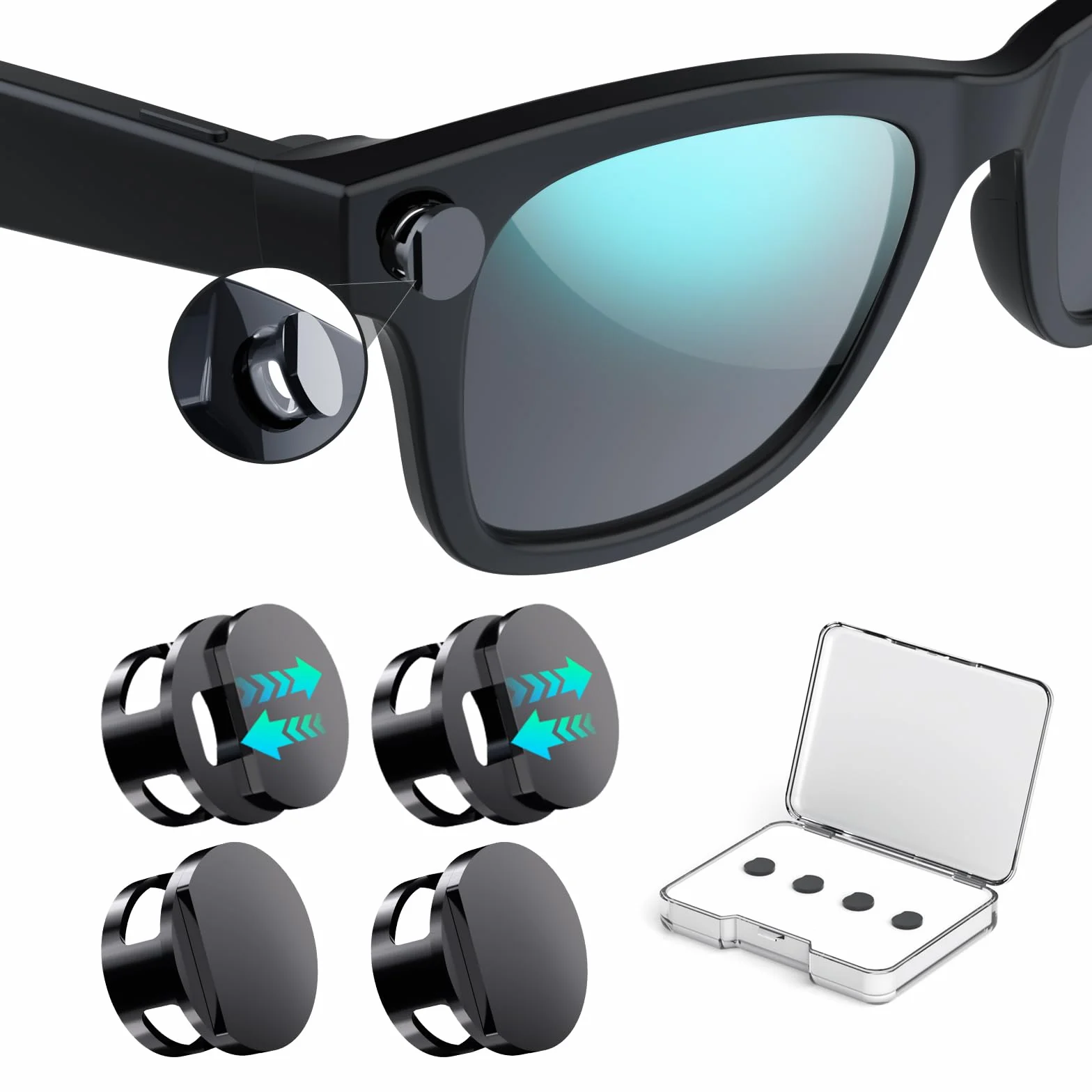 Lot de 4 coques LED bloquant la lumière pour lunettes intelligentes Ray-Ban Meta Wayfarer/Skyler/Headliner Gen2 Oakley Meta HSTN
