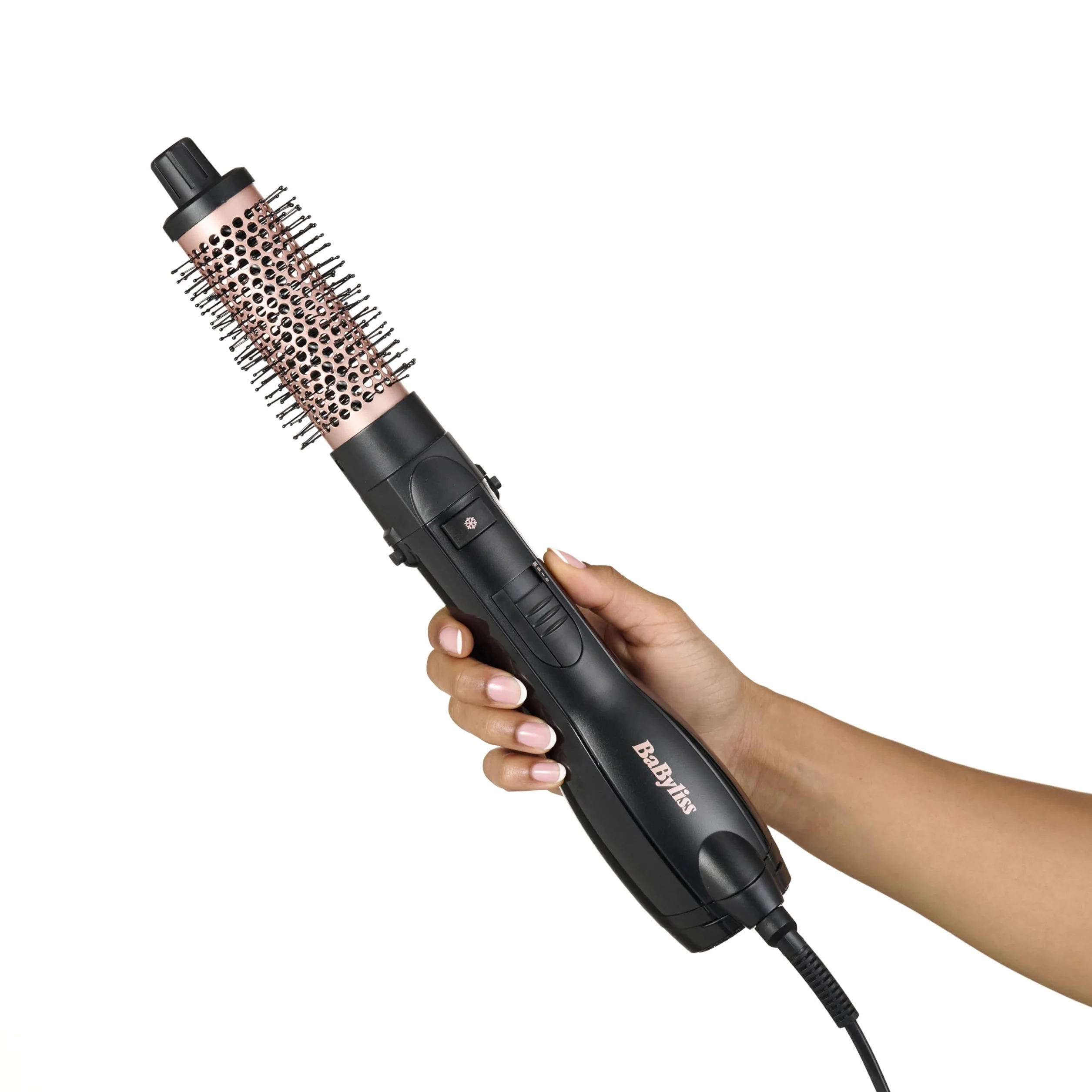 BaByliss Smooth Finish 1200 Brosse Soufflante 4-en-1 1200W Technologie Ionique & Céramique Noir/Rose AS122E