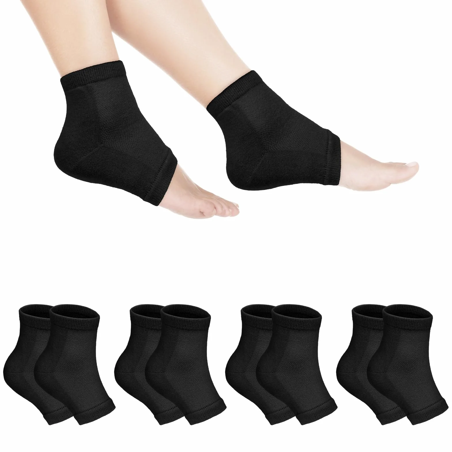 AOOWU Chaussettes Hydratantes Pour Talons, 4 Paires Talon En Gel Ventilé à Bout Ouvert Silicone Souple Pour Pieds Secs