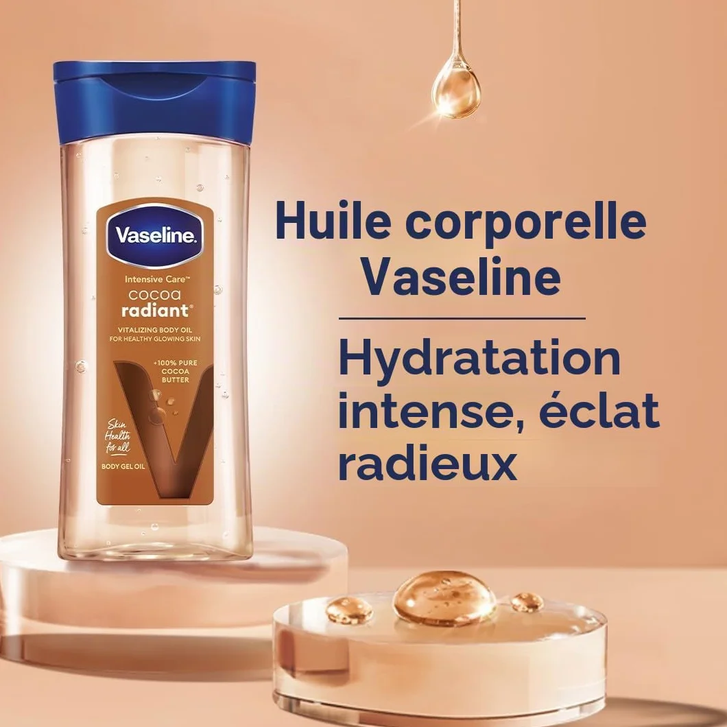Vaseline Intensive Care Cocoa Radiant Huile Corporelle Beurre de Cacao Pur 200ml