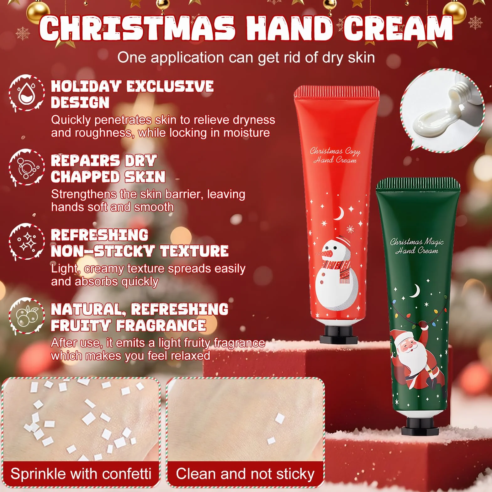 Coffret Main Noel Masque Main Creme Mains Reparatrice Intense Hydratant Exfoliant 5 Pièces