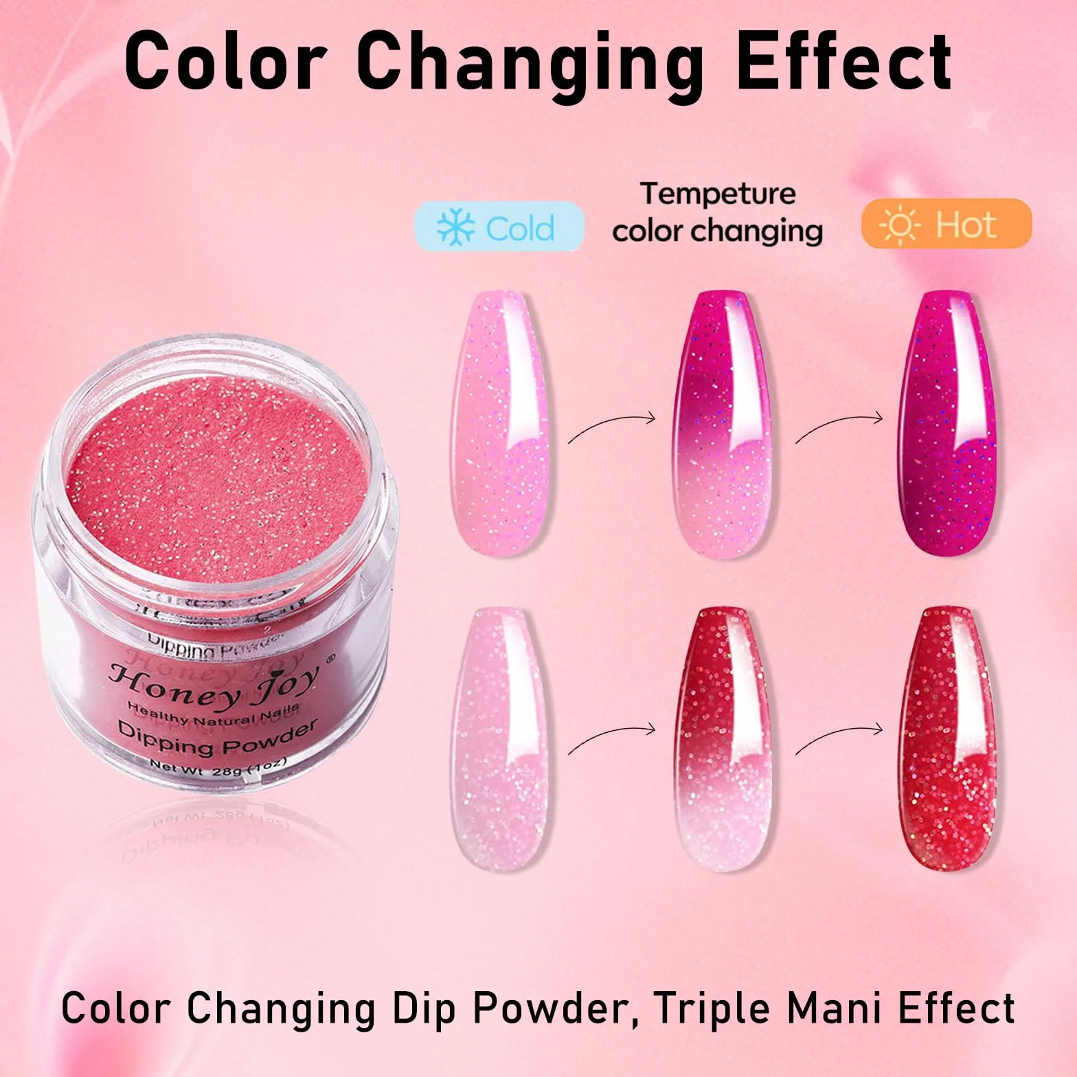 Lot de 6 boîtes poudre trempage paillettes holographiques couleurs changeantes rouge rose bleu argenté 10g