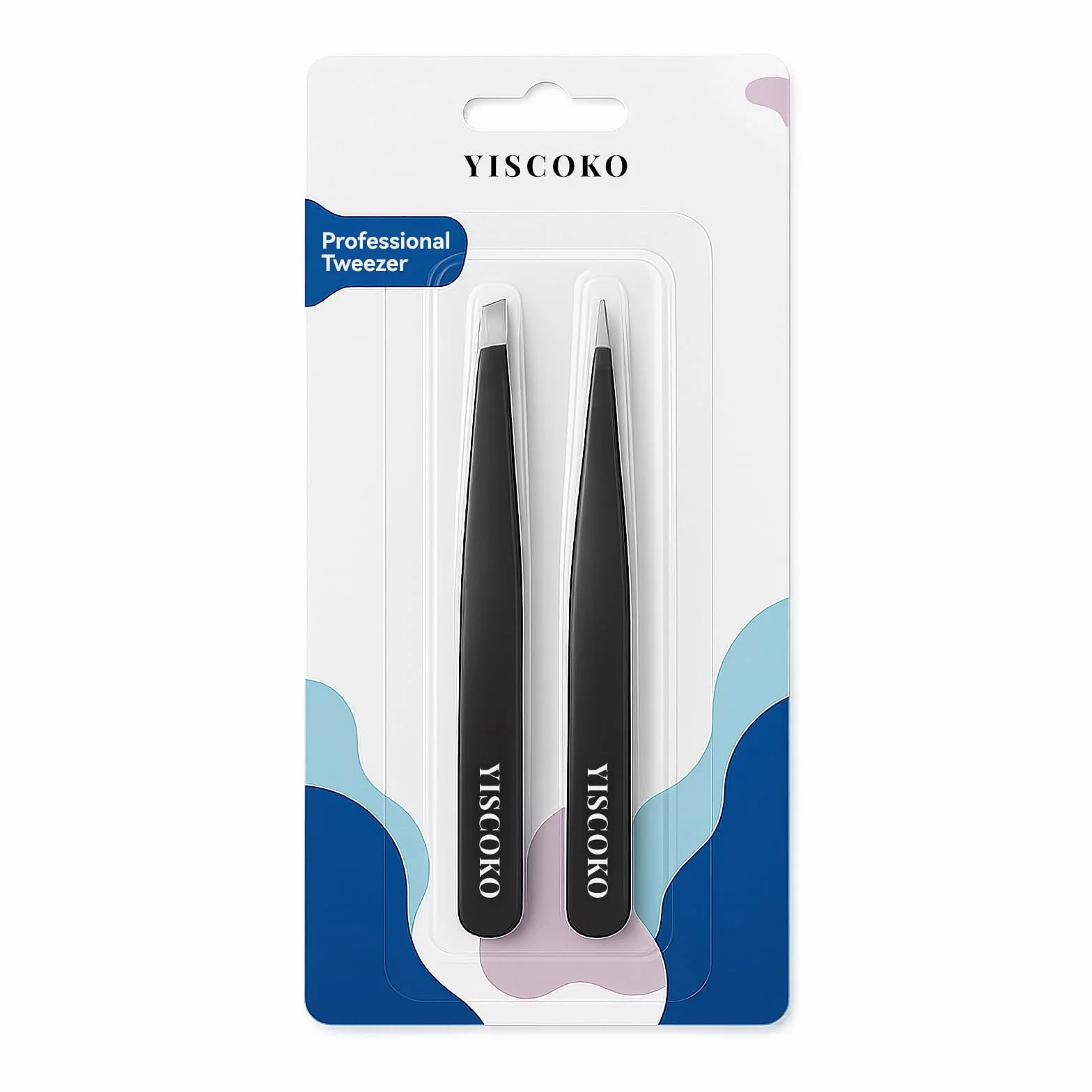 Pinces à épiler professionnelles en acier inoxydable pour sourcils 2 pièces noir