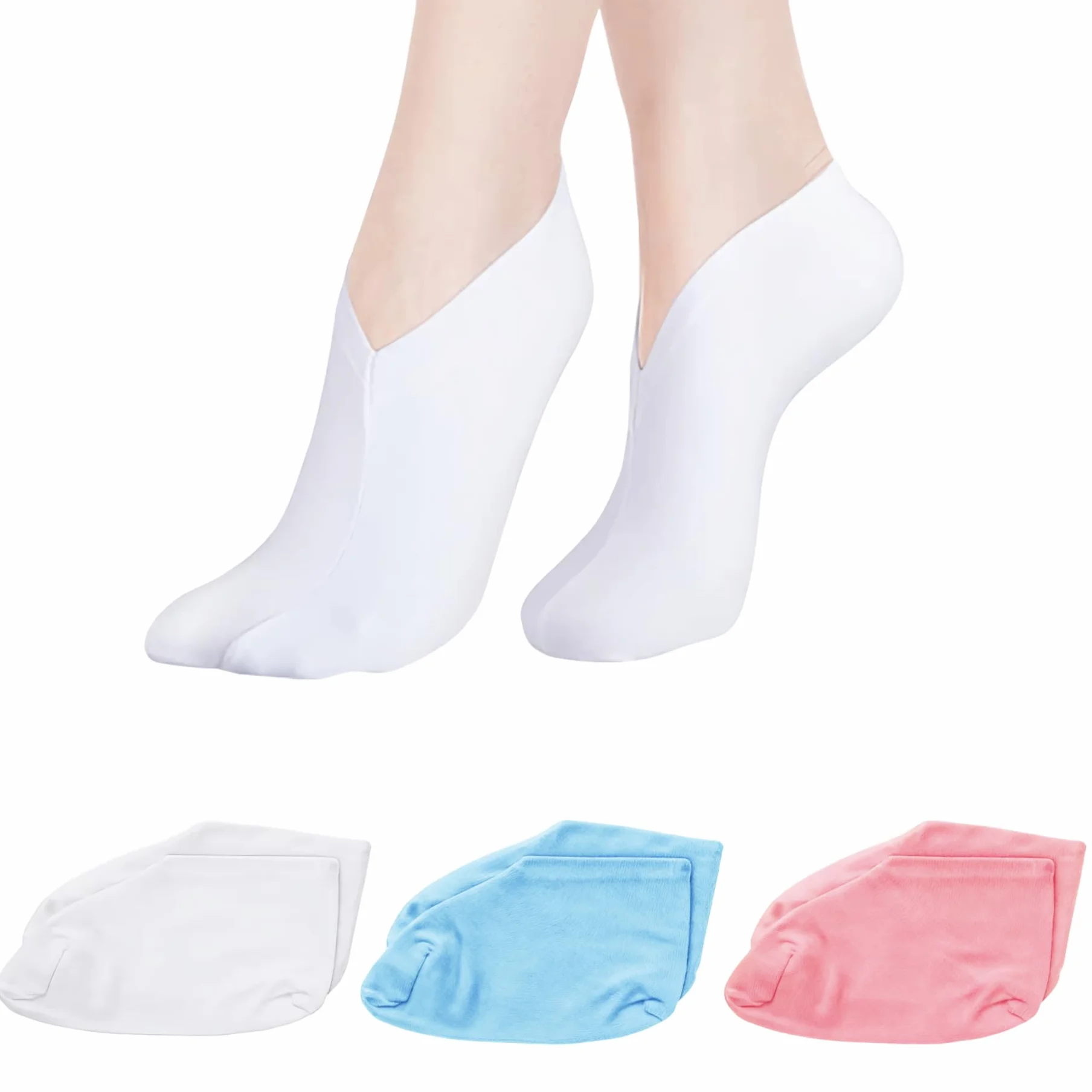 Chaussettes de nuit hydratantes cosmétiques lot de 3 paires homme femme blanc rose bleu ciel