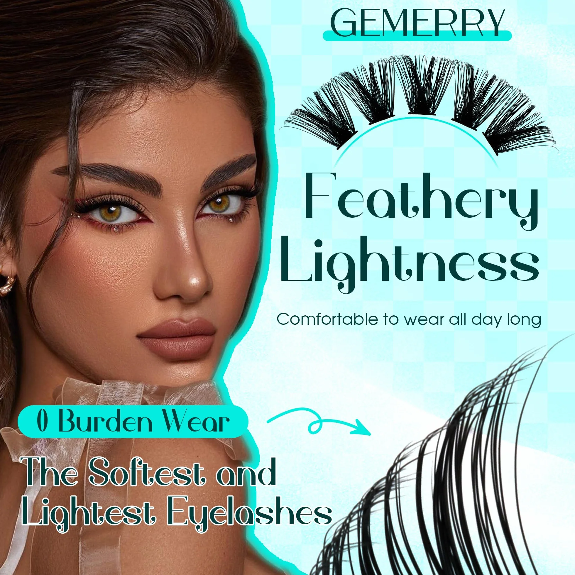 GEMERRY Faux Cils Bouquet Extension Cils Cluster Volume Russe DIY 80D 0.07mm D Curl 10-18mm Soie