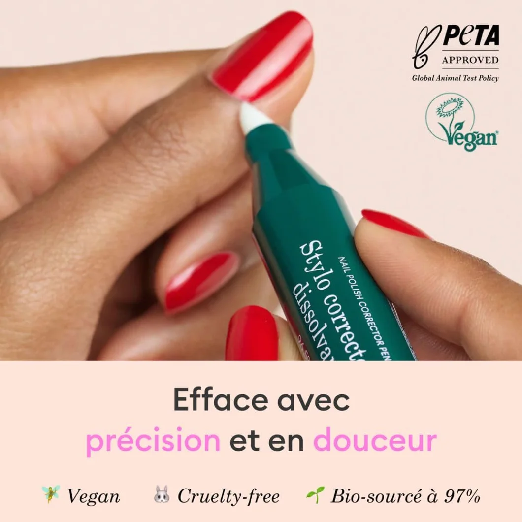 Manucurist Stylo Dissolvant Vernis à Ongles Green Flash + 3 Mines de Rechange Bio-Sourcé Sans Acétone