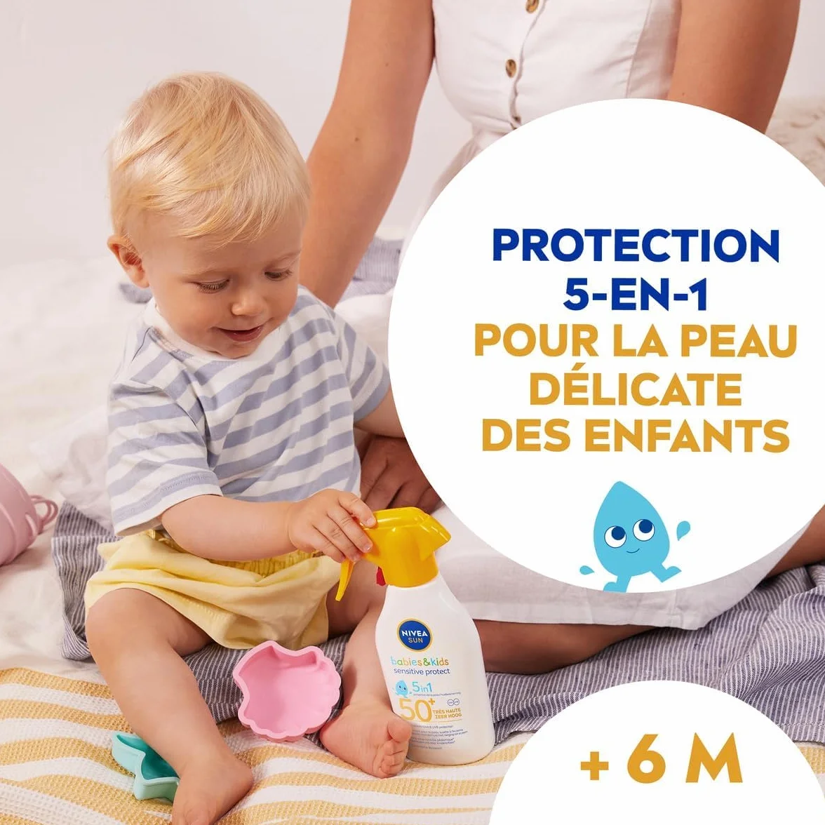 NIVEA SUN Spray Solaire Bébés & Enfants Sensitive Protect FPS 50+ 250 ml Protection Très Haute Ultra Résistant à l'Eau Crème Solaire