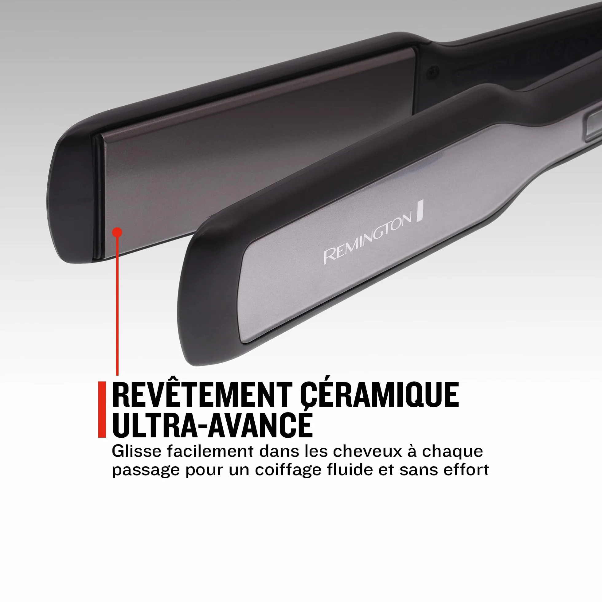 Remington Fer à Lisser Pro-Ceramic Extra Plaques Larges 45mm Spécial Cheveux Épais Frisés Bouclés Longs 150-230°C S5525