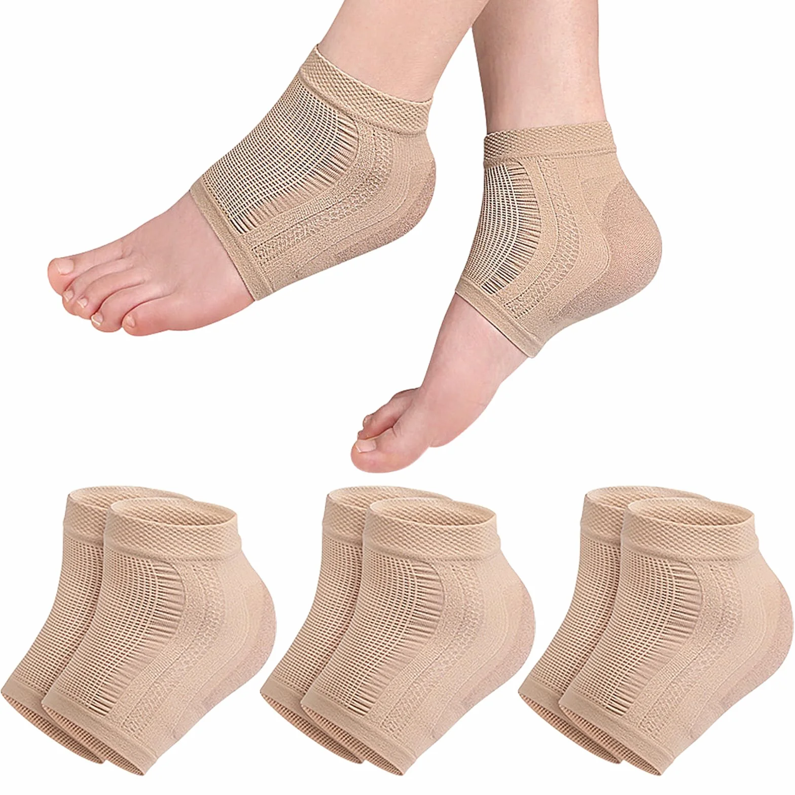 Chaussettes à Talons en Gel, Chaussettes en Silicone Ventilées, Chaussettes Hydratantes pour Femmes et Hommes, Traitement des Talons Secs