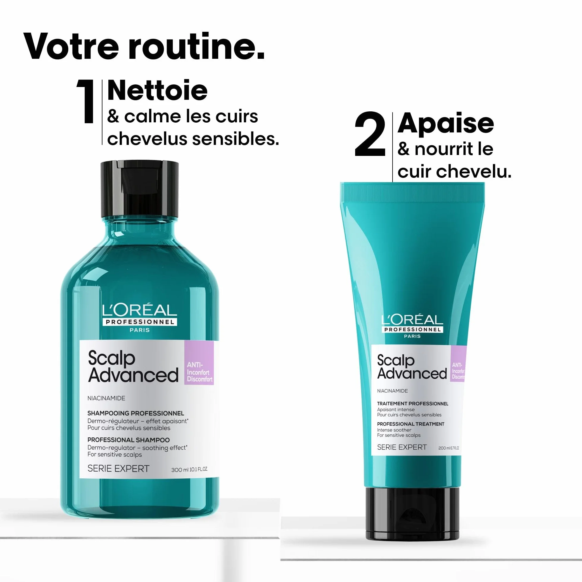 L'Oréal Professionnel Coffret Cadeau Scalp Advanced Routine Anti-Inconfort & Démangeaisons Cuir Chevelu Sensible Duo Shampoing + Traitement à Rincer