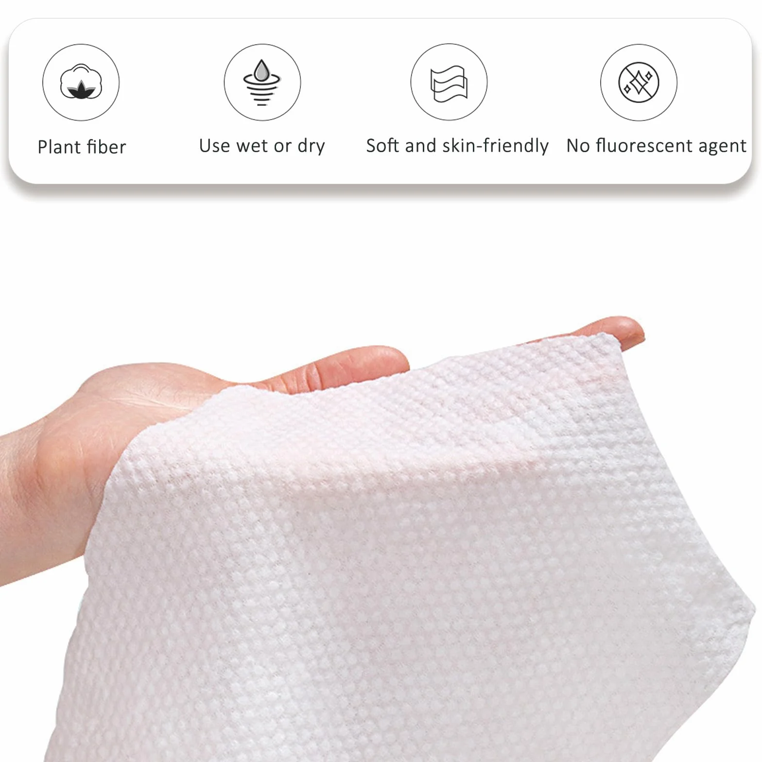 Serviettes Visage Jetables 100 Unités Mouchoirs en Coton Lingettes Faciales Nettoyage Soins Peau Démaquillage