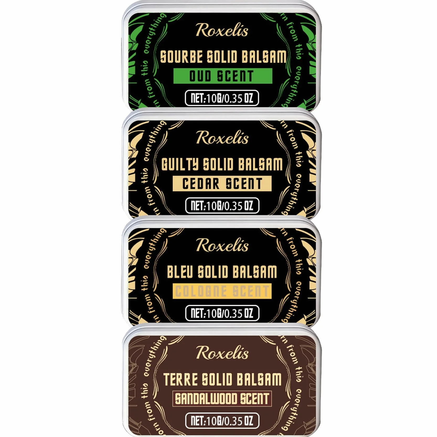 4 pièces Parfum solide pour homme, parfum masculin aux phéromones | vétiver, cèdre, sauge, santal, parfum pour homme automne-hiver, coffret de parfum format voyage, cadeau pour homme (4 x 10 g)