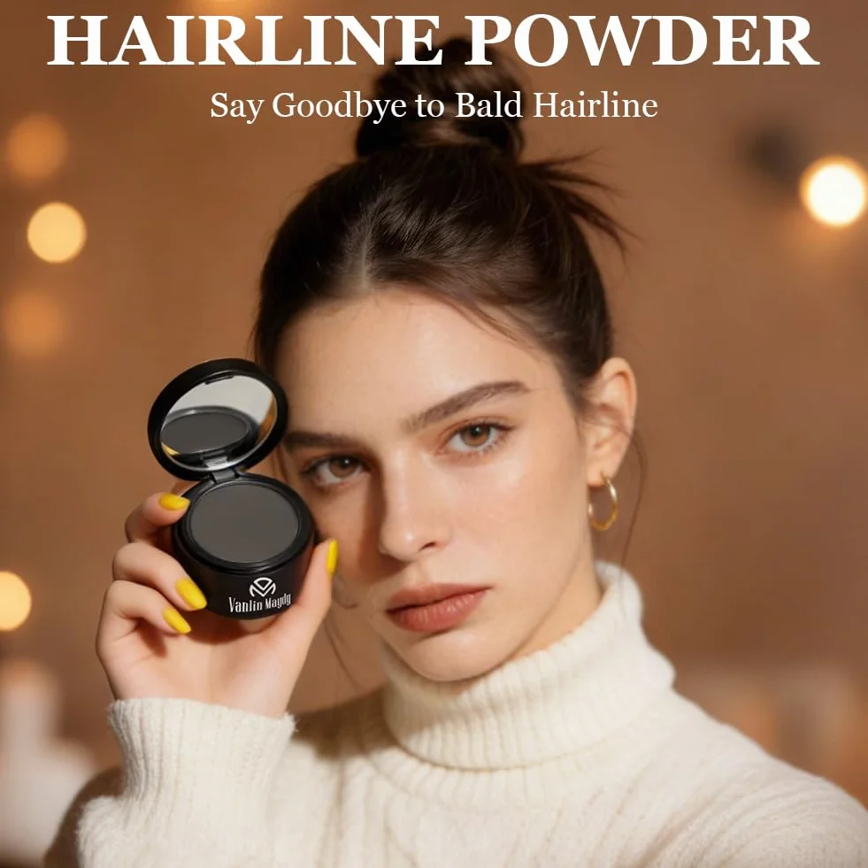 Poudre de Retouche Racines Cheveux 4g, Brun Grisâtre, Résistante à l'Eau, Cache les Zones Clairsemées