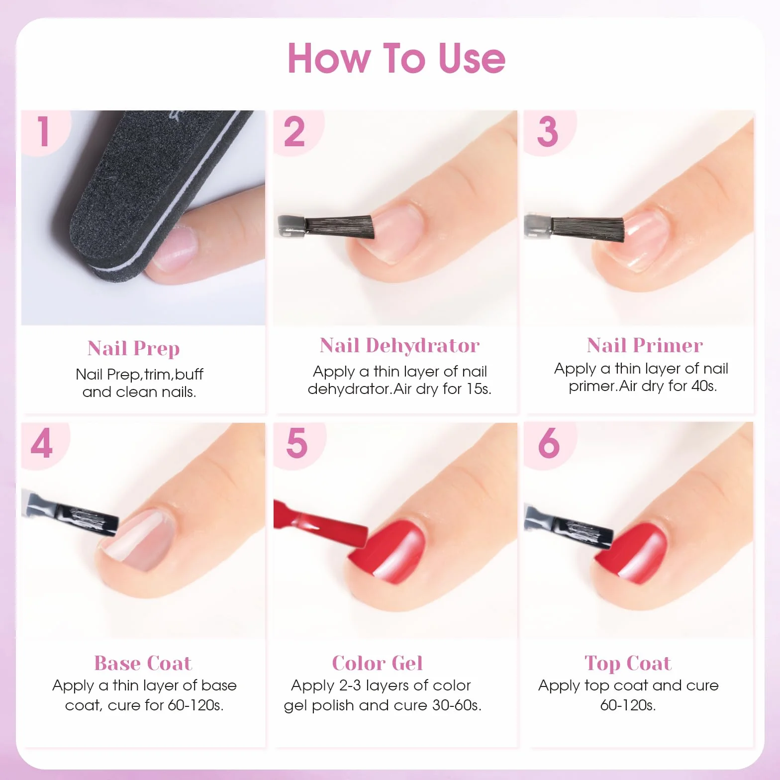 ROSALIND Nail Primer Déshydrateur Set 2x10ml Semi Permanent Vernis UV LED